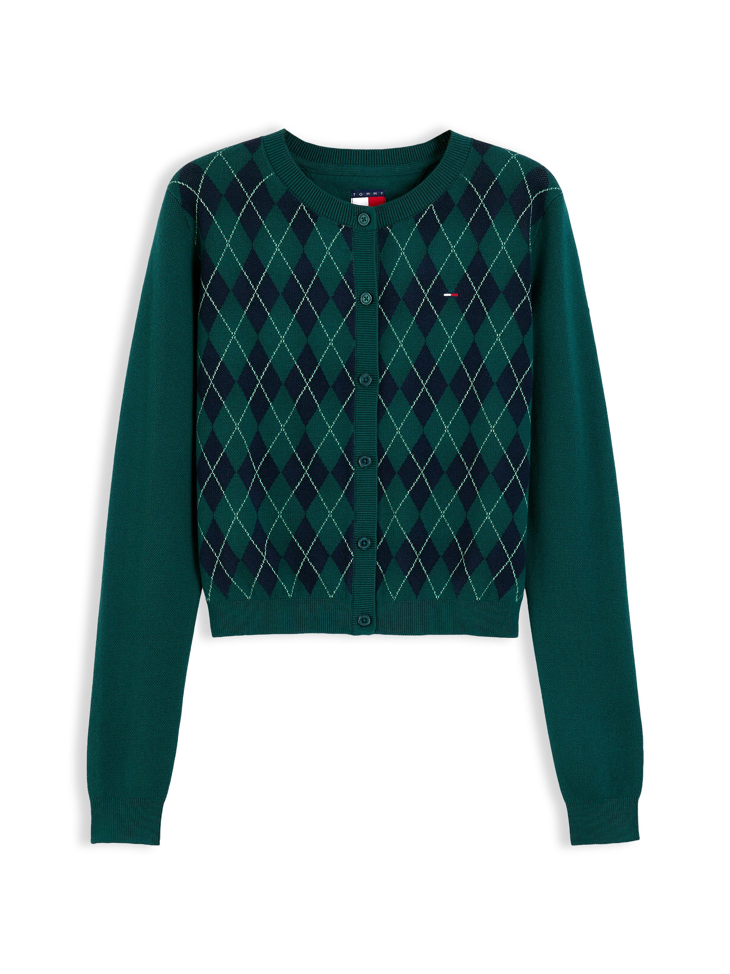 Tommy Jeans Strickjacke TJW ESS CREW CARDIGAN ARGYLE EXT Baumwolle – Bild 5 von 5