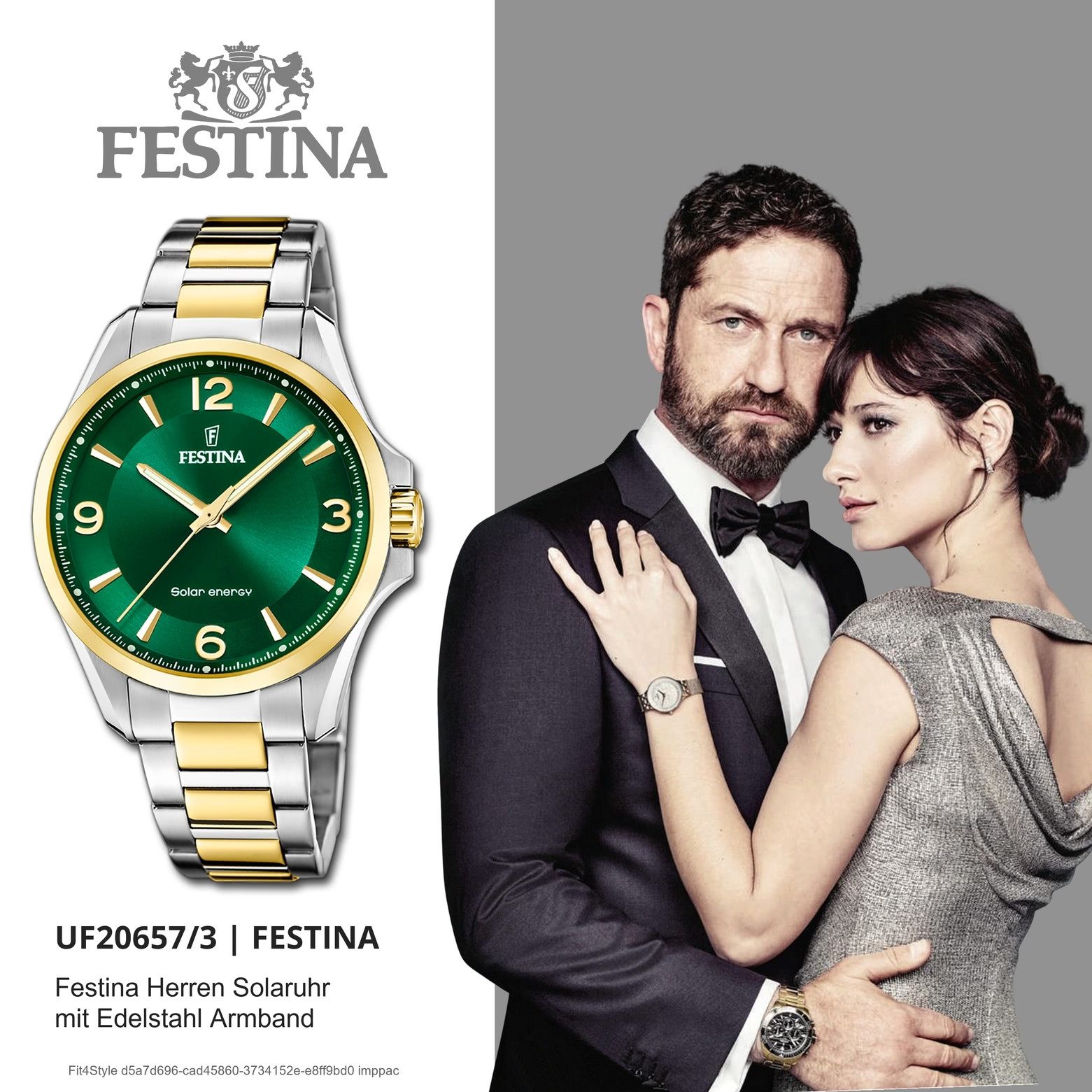 Festina Solaruhr Festina Herrenuhr Edelstahl silber gold, (Solaruhr), Herren Solaruhr rund, Edelstahlarmband silber, gold, Luxus