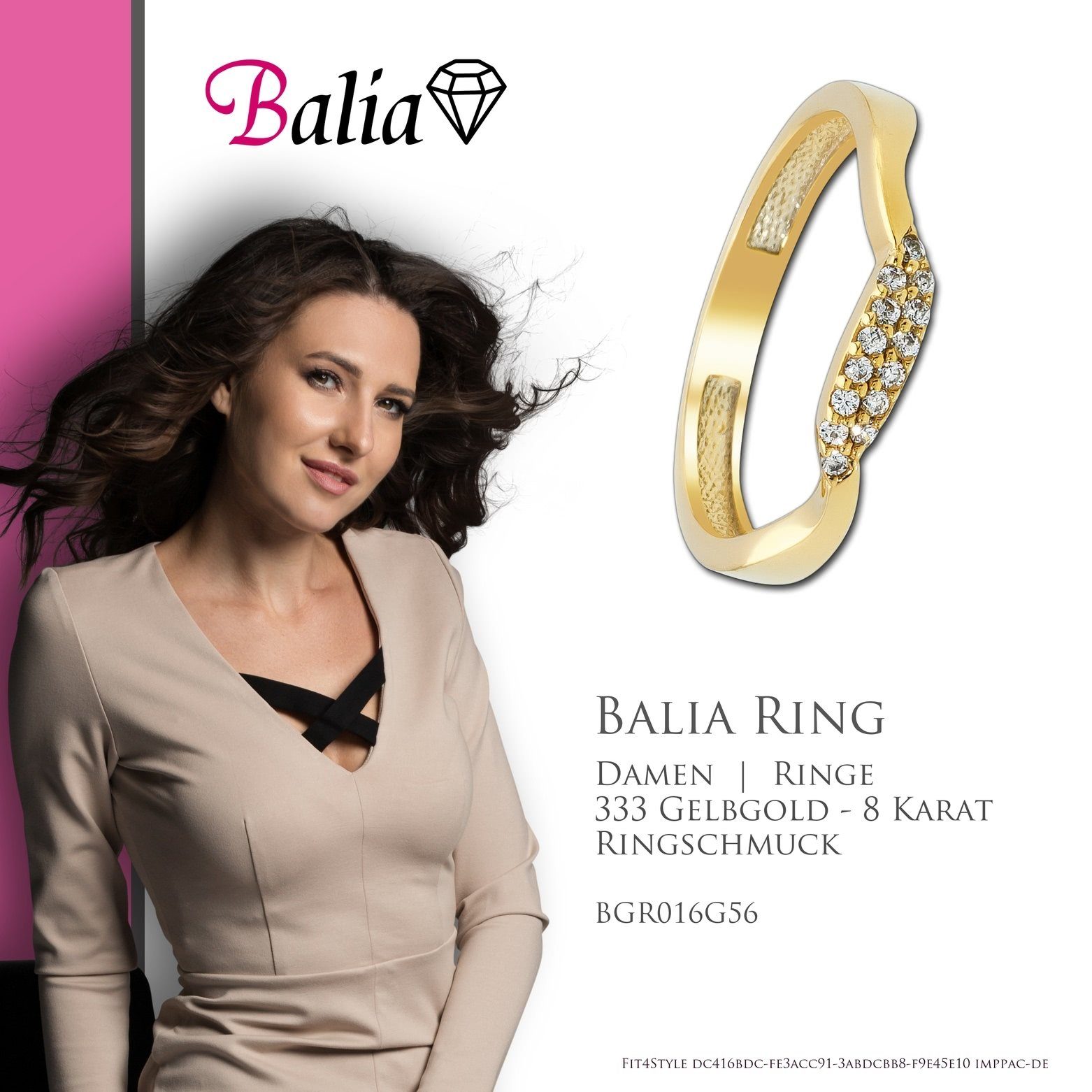 (Fingerring), Ringe, 8 Gold Welle Balia Damen Karat 8Kt Gelbgold - 333 (17,8) Ring Damen Balia 56 Gr.56 Goldring Welle,