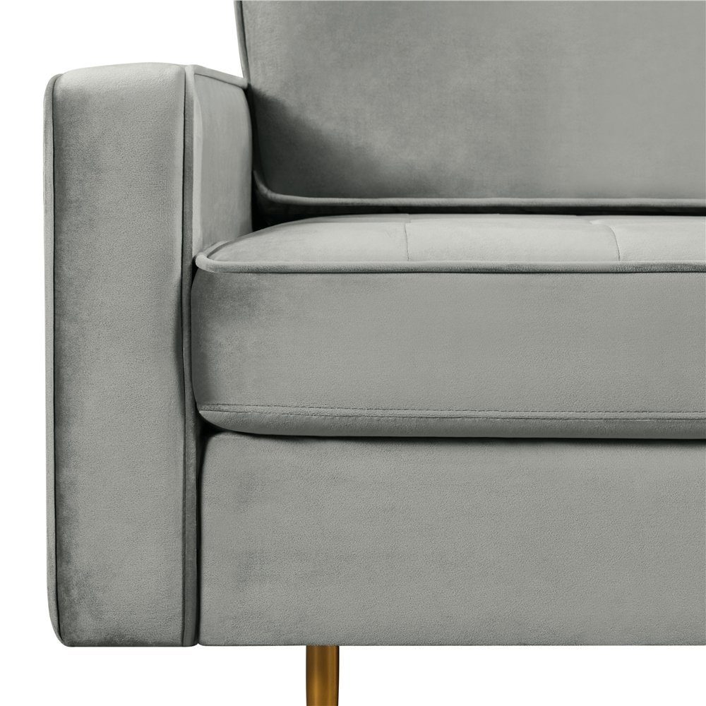 Yaheetech Sofa, Polstersofa Samt-Sofa Schlafcouch 2-Sitzer grau Modernes 173,5×76×84 cm