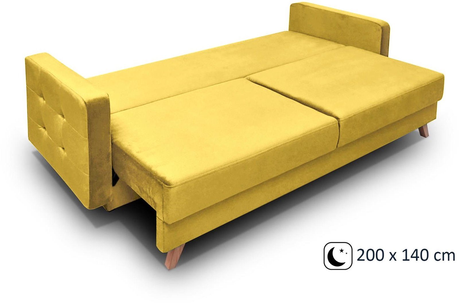 Beautysofa Schlafsofa Schlafsofa TEXAS Steppung Sofa Couch Wohnzimmer Schlaffunktion, mit Bettkasten