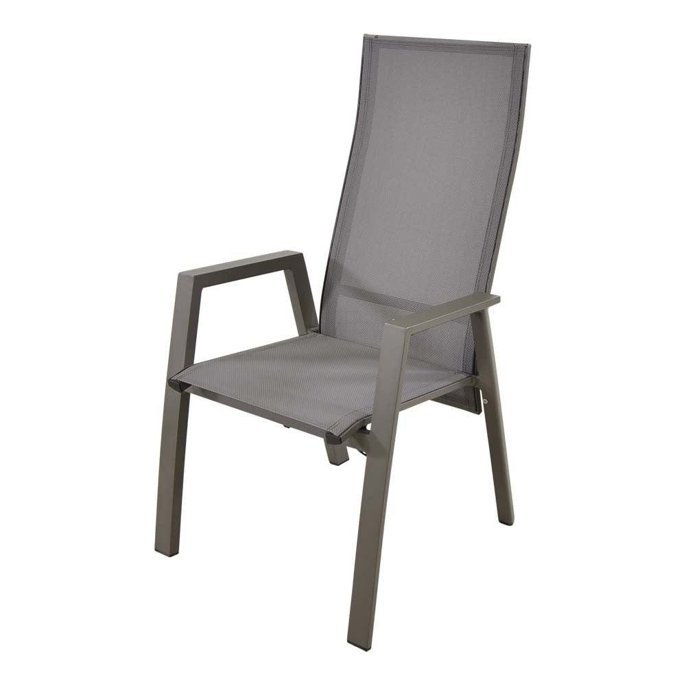 Natur24 Gartenstuhl Amir Hochlehner 70 x 112 x 59.5 cm Aluminium Textilene Grau