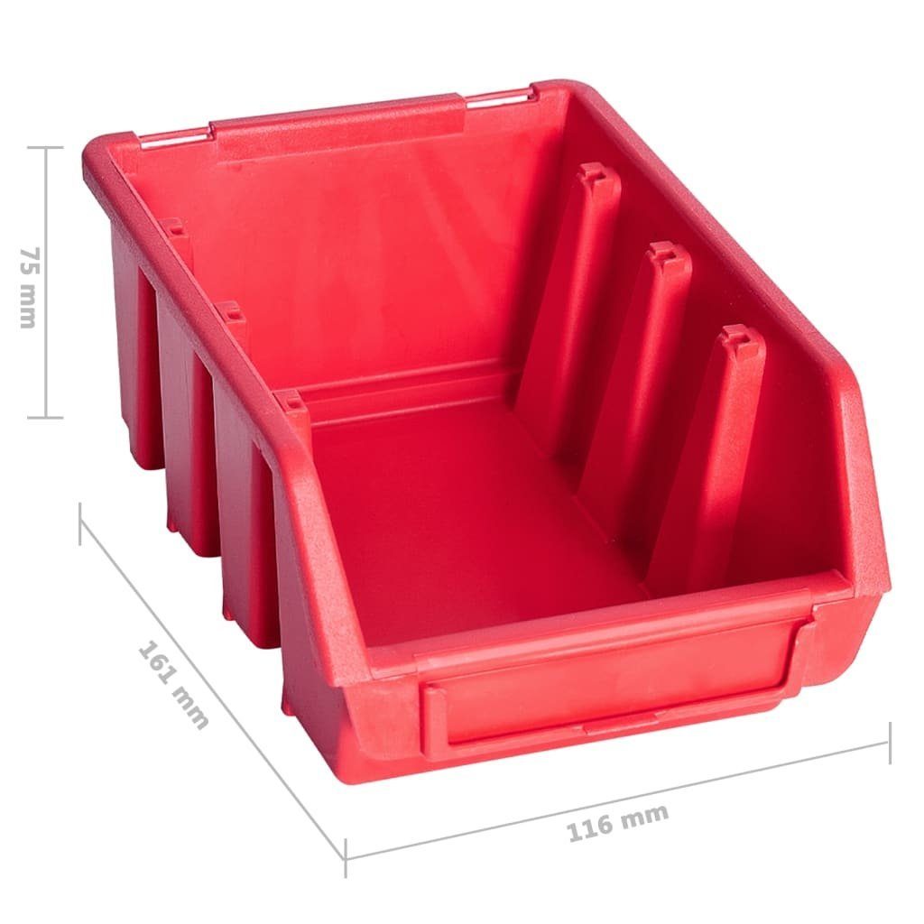 für Kleinteile Werkzeugbox mit Wandplatte 8-tlg. vidaXL Behälter-Set Schwarz Rot