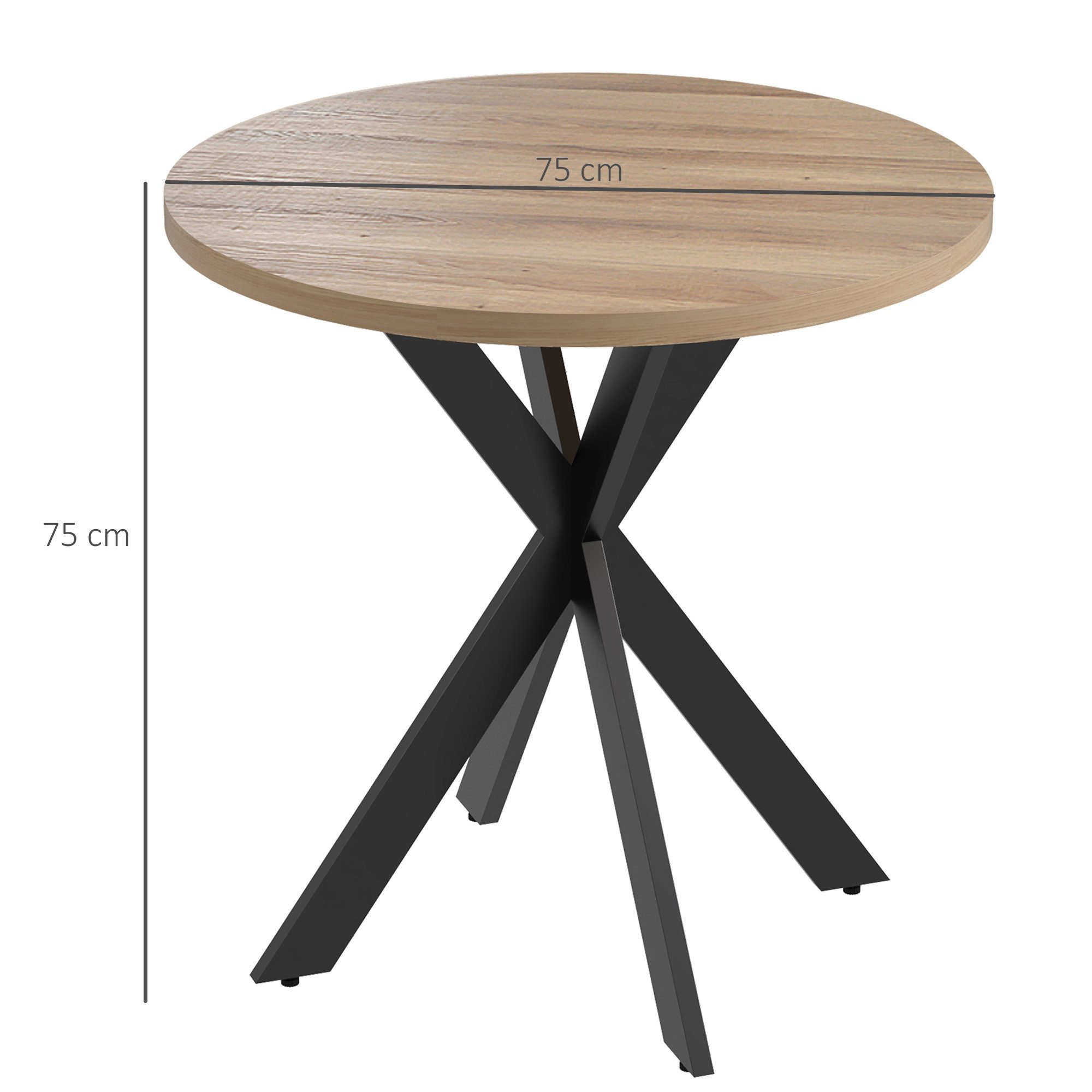 HOMCOM Esstisch Küchentisch für 2-4 Personen modern Esszimmertisch mit Spinnenfuß (Runder Tisch, 1-St., Küchentisch), Ø75 x 75H cm, Braun