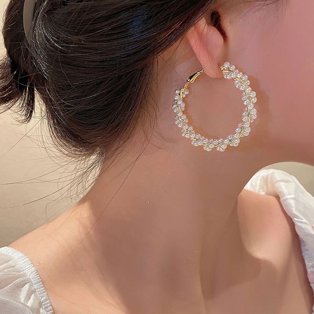 für für Bräute Damenschmuck, Bankette LAKKEC Geeignet Ohrringe Paar Kreis-Ohrringe Perle Süß Hochzeiten Partys Ohrhänger und
