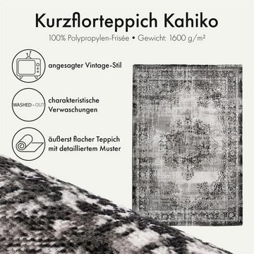 Teppich Kurzflorteppich Kahiko 200 Anthrazit 80 x 150 cm, Qiyano, rechteckig, Höhe: 0.6 mm