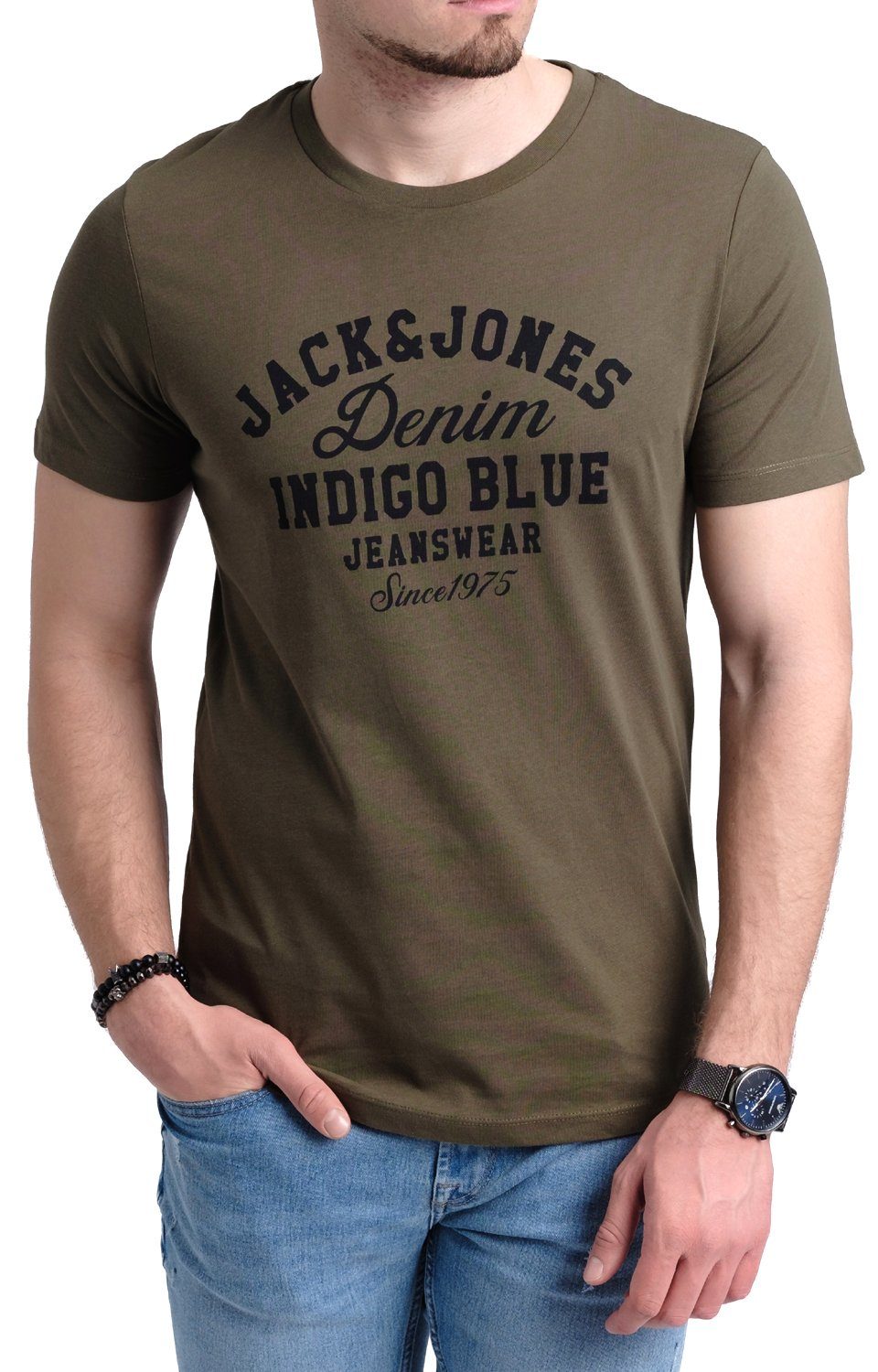 Jack & Print-Shirt OPT12 aus Jones mit Baumwolle Aufdruck T-Shirt