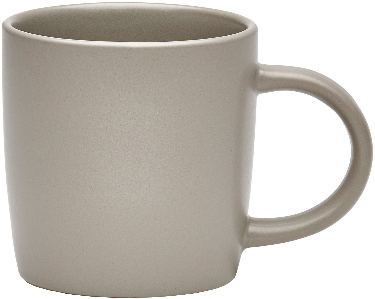 van Well Becher Kaffeebecher 380 ml Grigio, 4 Stück, 4-tlg., Steingut, spülmaschinen- und mikrowellengeeignet