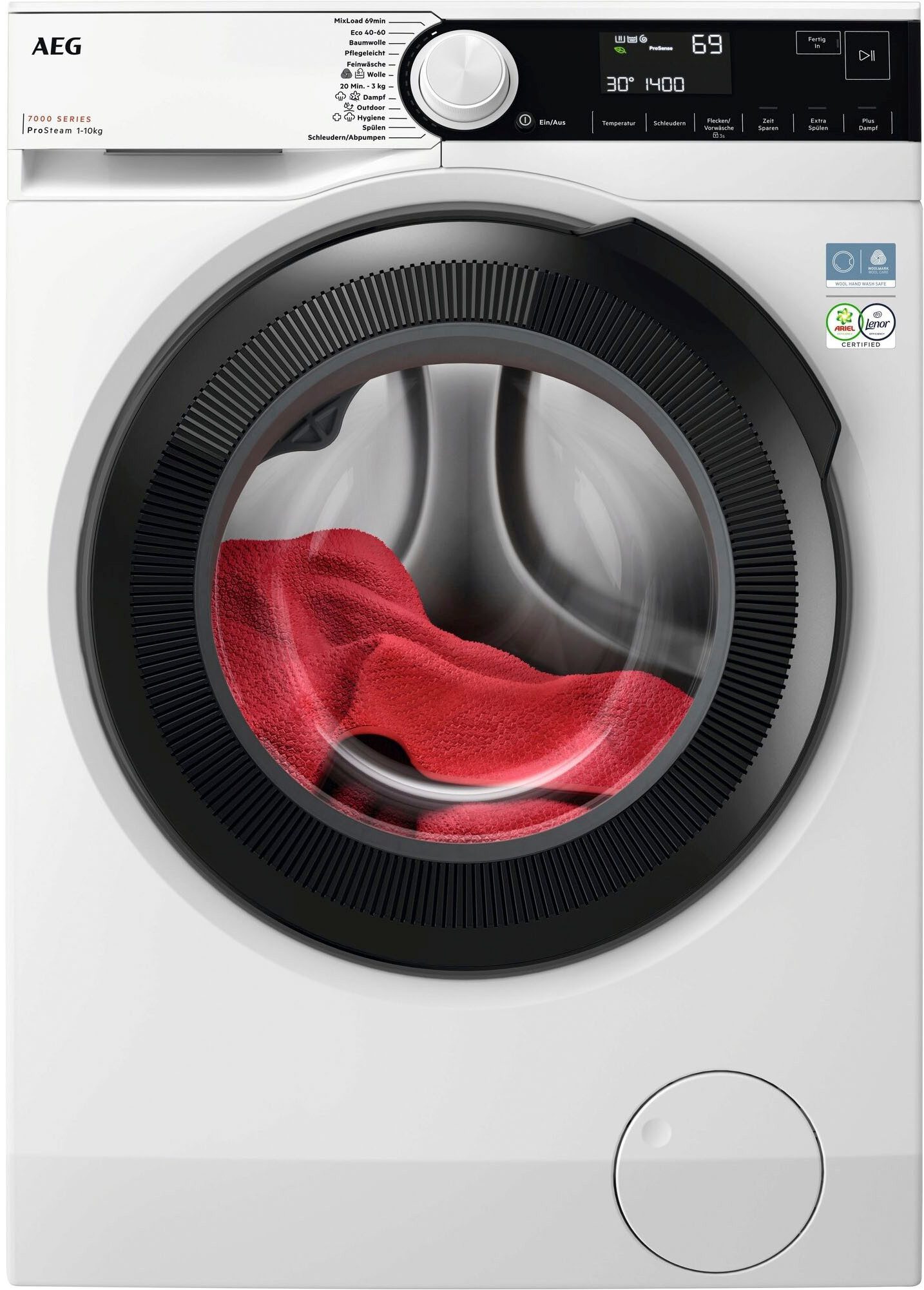 AEG Waschmaschine 7000 ProSteam® LR7A70600, 10 kg, 1600 U/min, ProSteam®: Auffrischen mit Dampf statt Waschen und 96 % Wasser sparen