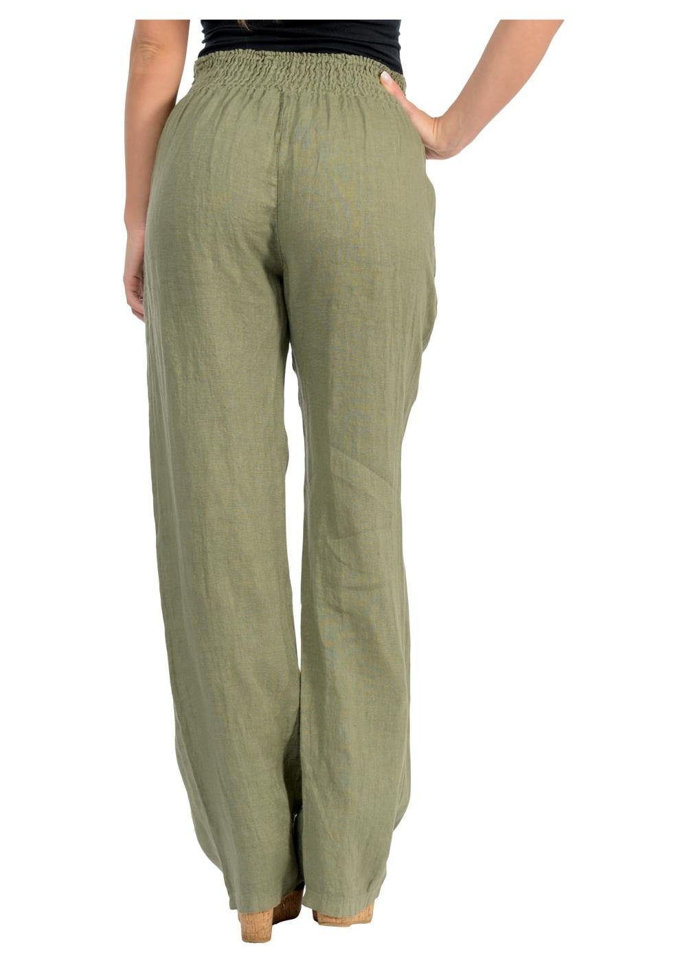 malito more than fashion Leinenhose malito Damen Hose aus Leinen 2727 bequemer und breiter Gummizug