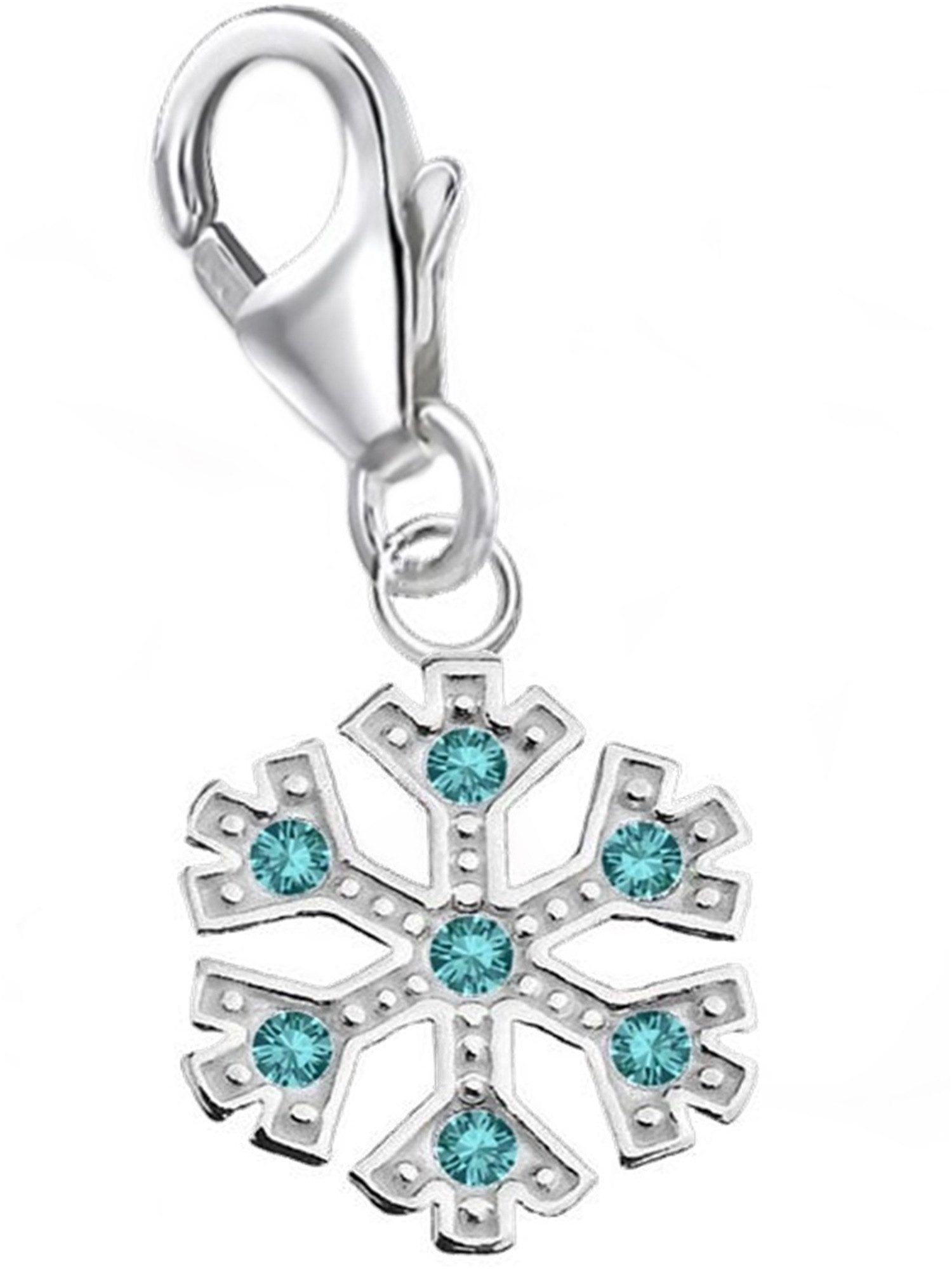 Goldene Hufeisen Charm Kristall Charm Anhänger Silber Schneeflocke 925 Sterling Silber (1 Stück, inkl. Etui), 925 Sterling Silber mit Zirkonia Silberschmuck für Damen