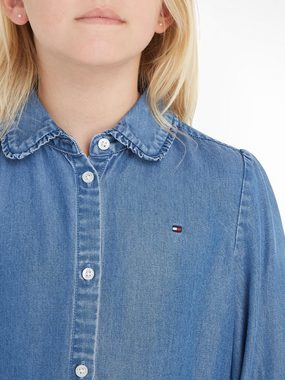 Tommy Hilfiger Klassische Bluse TENCEL RUFFLE COLLAR SHIRT im Denim-Style