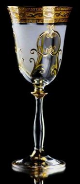 Casa Padrino Likörbecher Luxus Barock Likörglas 6er Set Weiß / Gold Ø 5,5 x H. 17 cm - Handgefertigte und handbemalte Likörgläser - Hotel & Restaurant Accessoires - Luxus Qualität