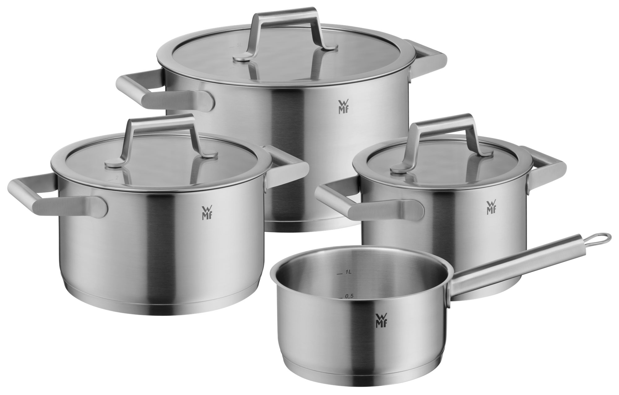 WMF Topf-Set Comfort Line Topf Set, 4-teilig, Cromargan® Edelstahl rostfrei 18/10 (Stapelbar), Induktion