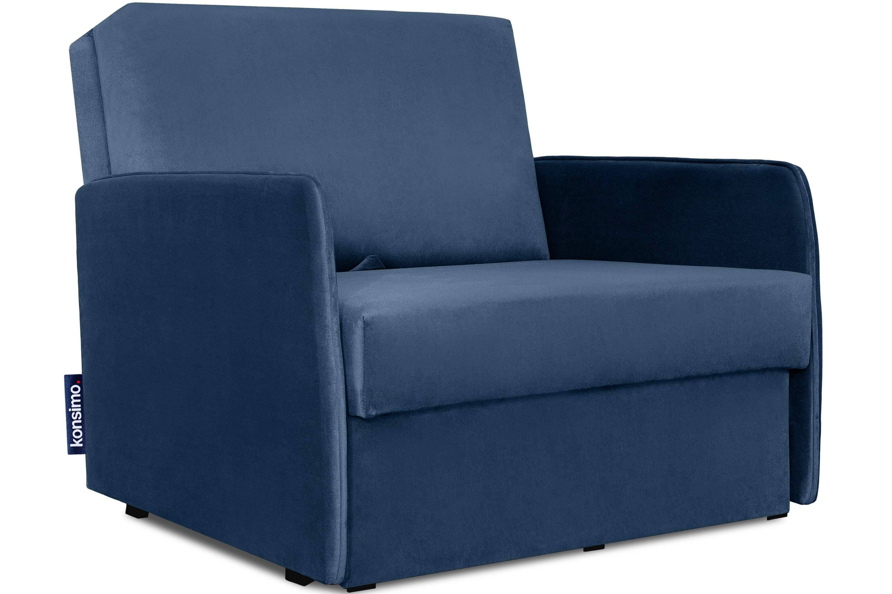 Konsimo Sessel PEDATU Liegesessel, mit Schlaffunktion, mit Bettkasten, langlebiges und schmutzabweisendes marineblau