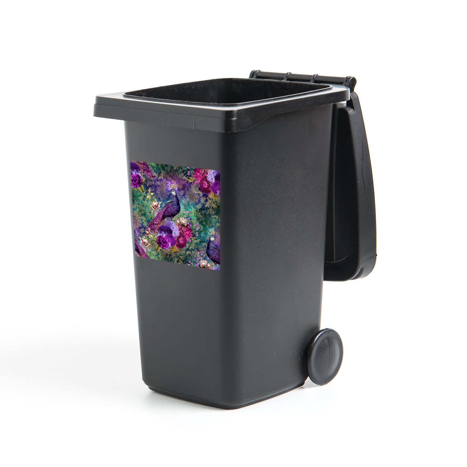 MuchoWow Wandsticker Muster - Pfau - Violett (1 St), Mülleimer-aufkleber, Mülltonne, Sticker, Container, Abfalbehälter