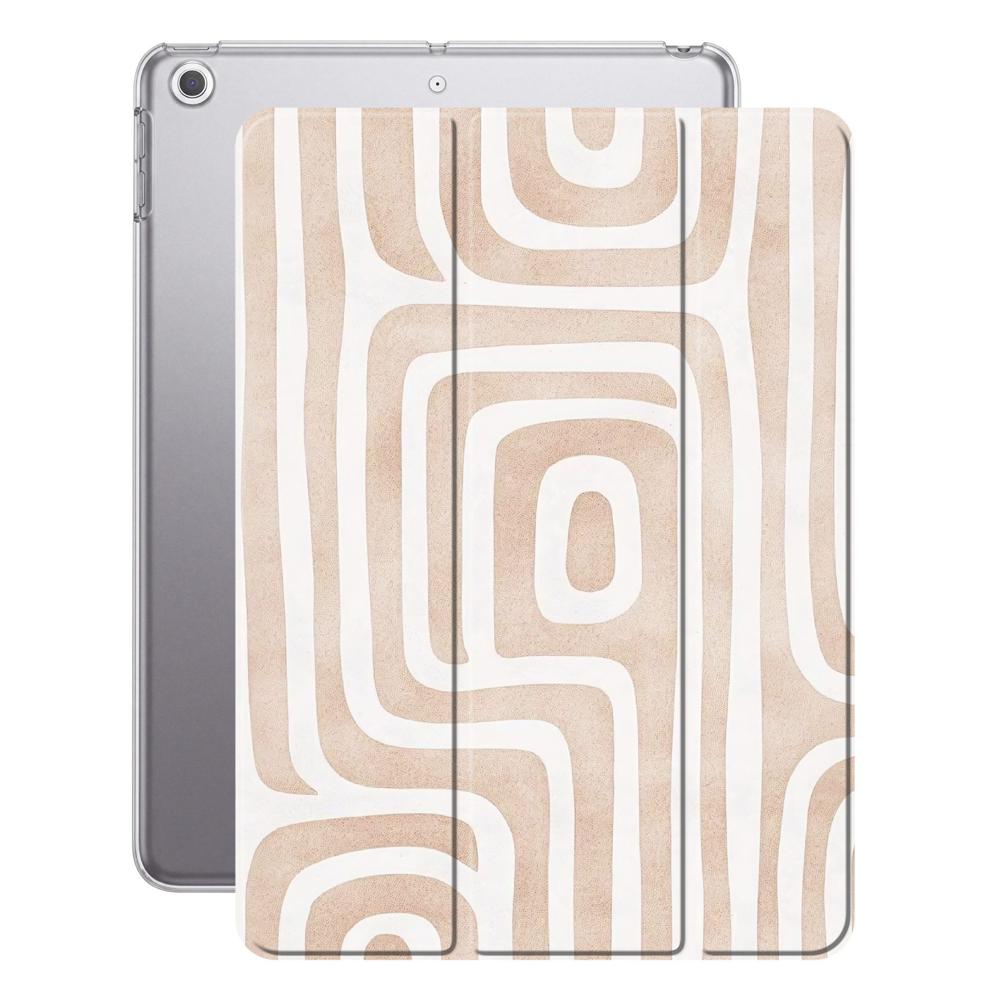 OnlyWow Tablet-Hülle iPad 2019 Dekorativ - Labyrinth - Beige, Case, Klapptasche, Stoßfest, mit Muster