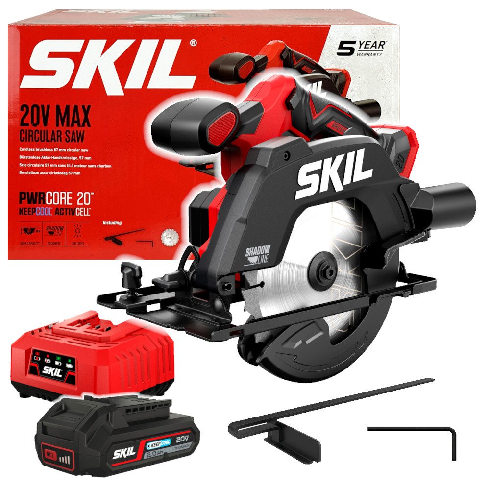 SKIL Akku-Handkreissäge Skil 20V 3551 CB 165mm Akku-Kreissäge + Schiene (ohne Akku), Skil 20V 3551 CB 165mm Akku-Kreissäge + Schiene (ohne Akku)