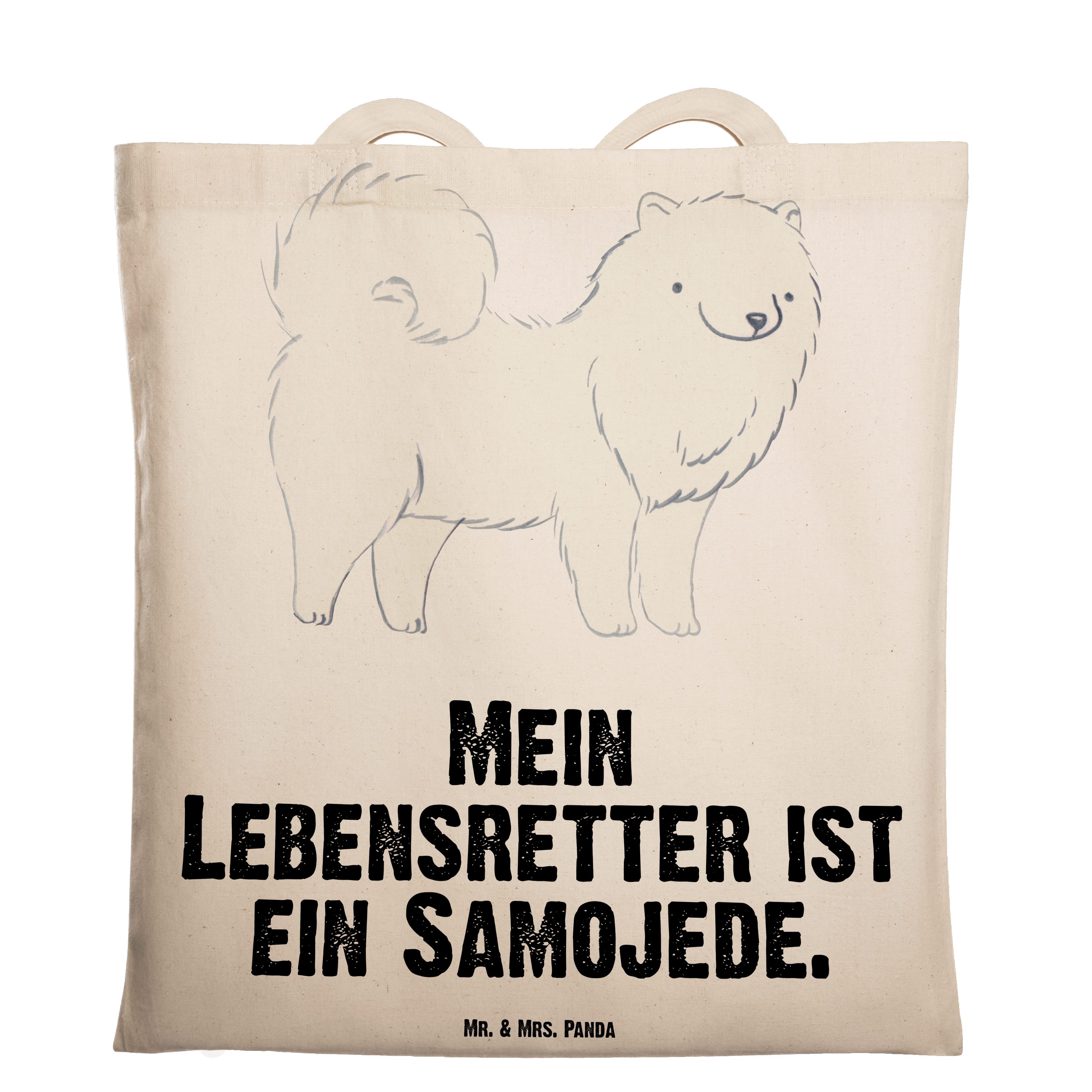 Mr. & Mrs. Panda Tragetasche - Transparent Geschenk, Lebensretter Einkaufstasche, Samojede - Stoff (1-tlg)