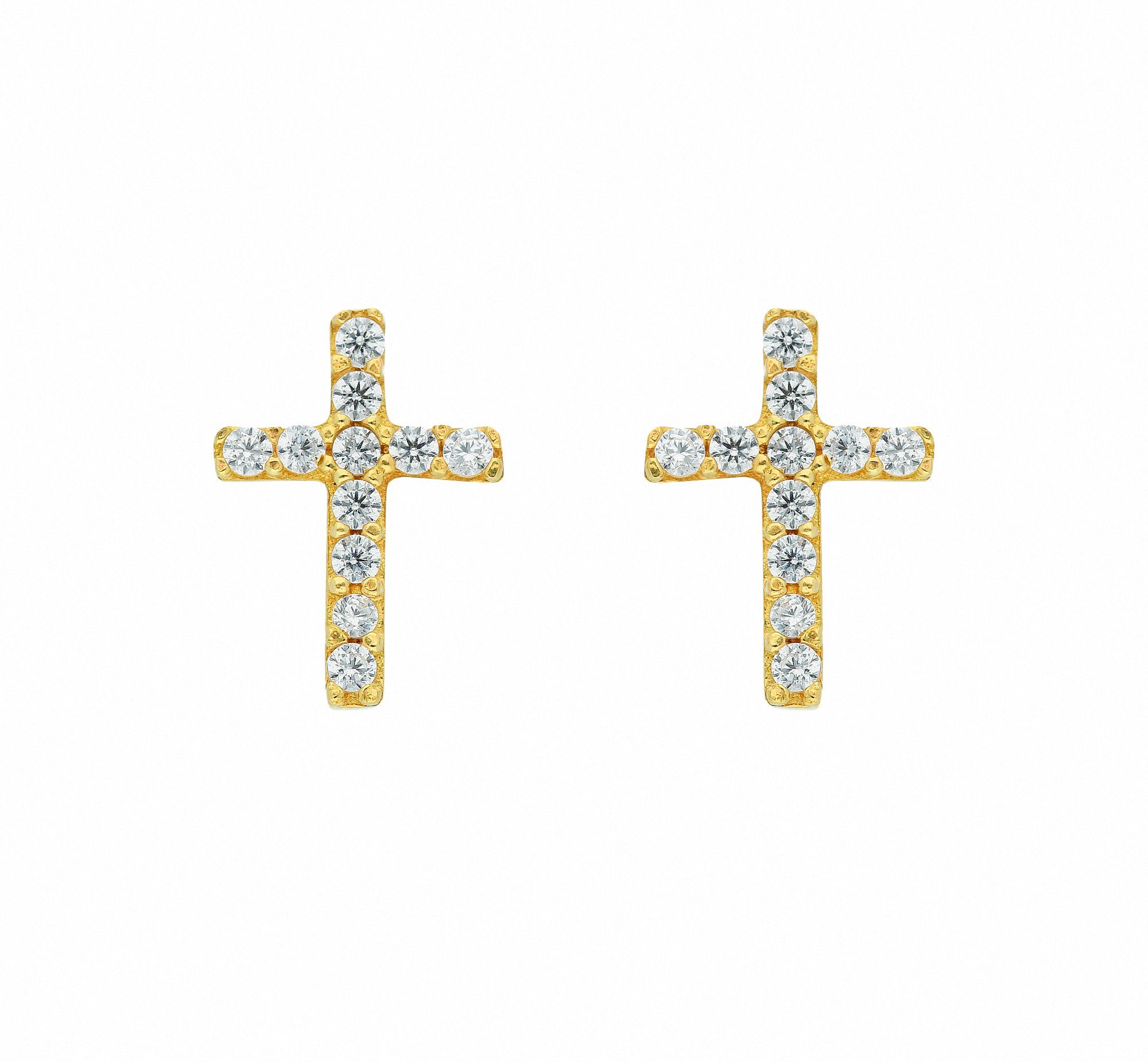Adelia´s Paar Ohrhänger 1 Paar 333 Gold Ohrringe / Ohrstecker Kreuz mit  Zirkonia, Goldschmuck für Damen & Herren