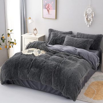 Bettwäsche Plüsch Bettwäsche,Extra flauschige Felloptik,Warme Flanell Bettbezug, Mutoy, Deckenbezug mit Reißverschluss und Kissenbezug 80x80
