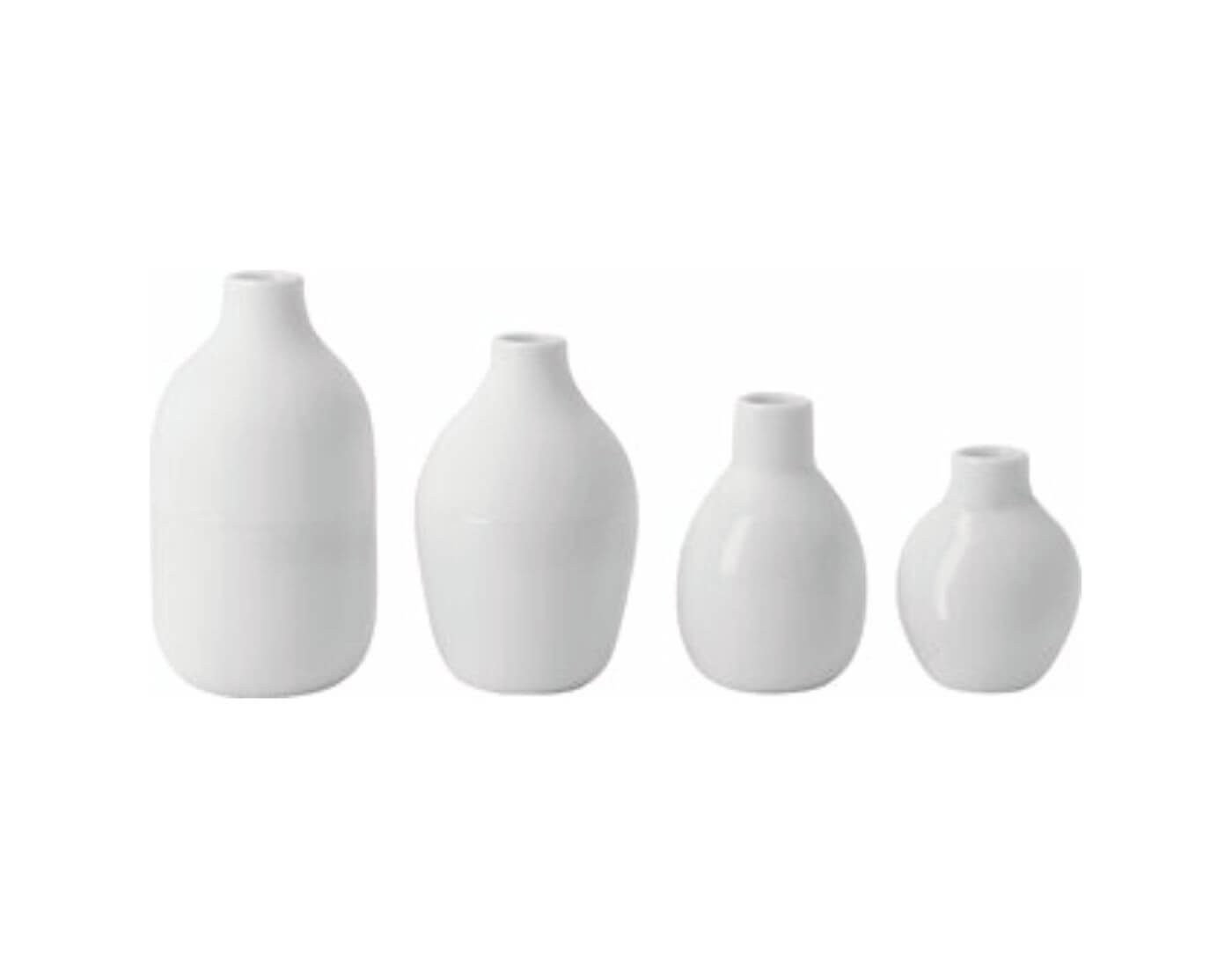 Räder Design Dekovase Mini Flaschenvasen weiß 4er Set