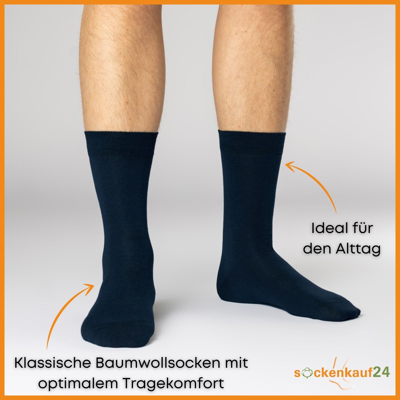 & Paar 12 Strümpfe Blaumix Komfortbund sockenkauf24 mit Damen Herren Socken Baumwollsocken
