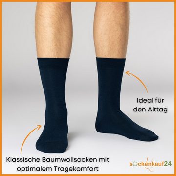 sockenkauf24 Socken 12 Paar Damen & Herren Baumwollsocken mit Komfortbund Strümpfe