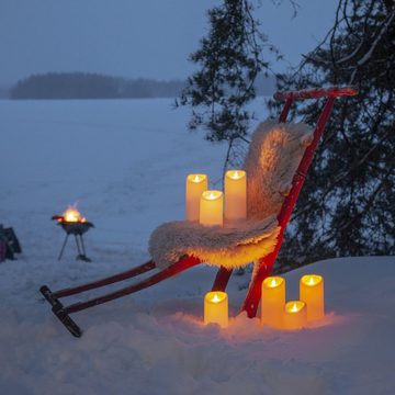STAR TRADING LED-Kerze LED Kerze mit bewegter Flamme outdoor Kunststoff H: 17,5cm Timer creme