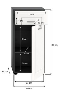 ebuy24 Badezimmerspiegelschrank Lago Badschrank 1 Tür, 1 Schublade matt weiß,grau.