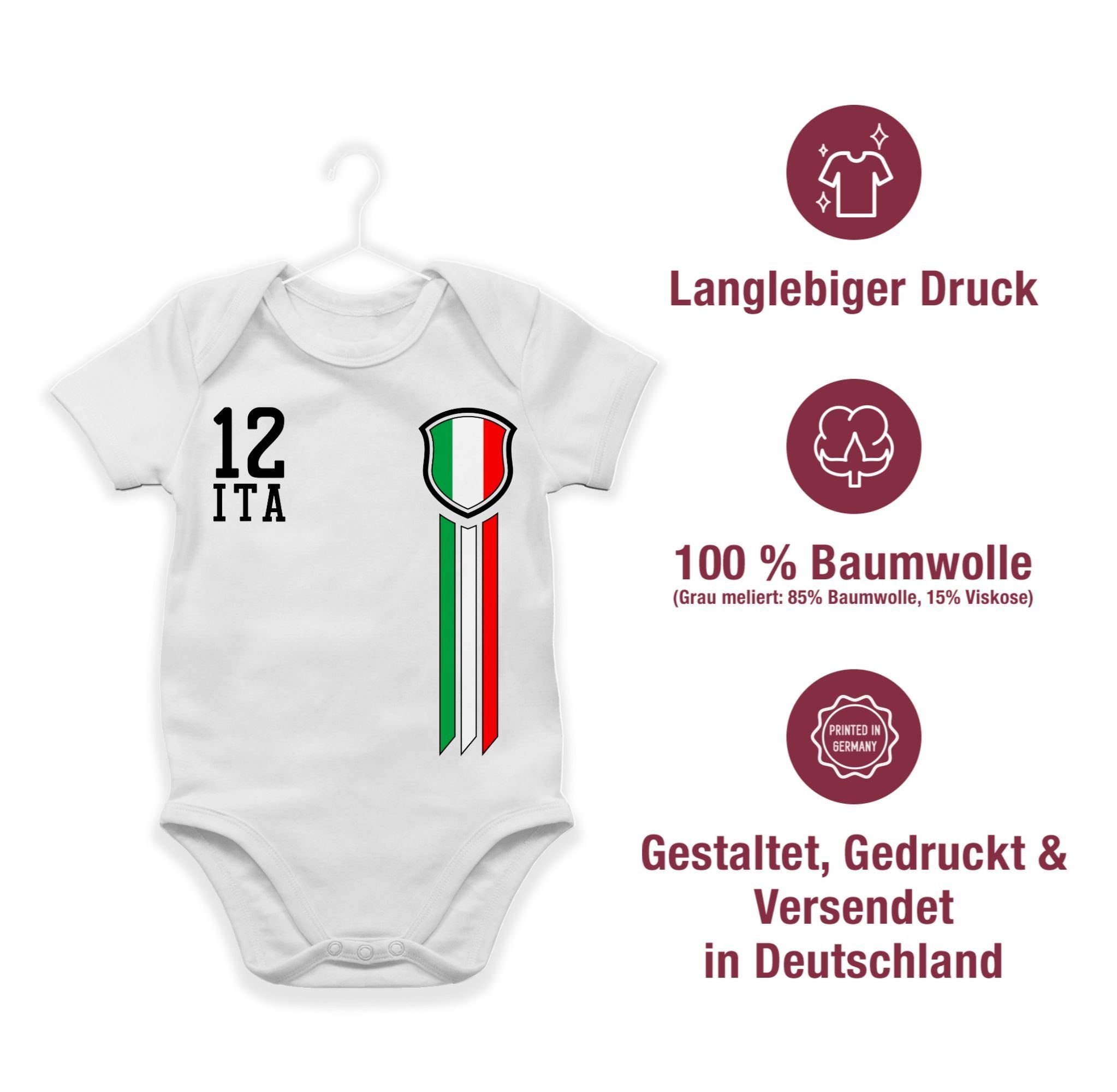 Shirtracer Shirtbody 12. Mann Italien Fanshirt 3 2024 Weiß EM Fussball Baby