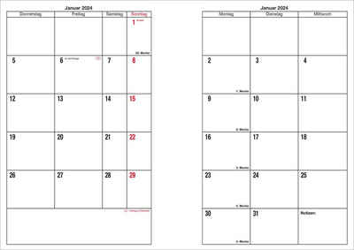 GÜSS Kalender Monatskalender GÜSS Monatsübersicht Softcover, 1 Monat auf 2 Seiten
