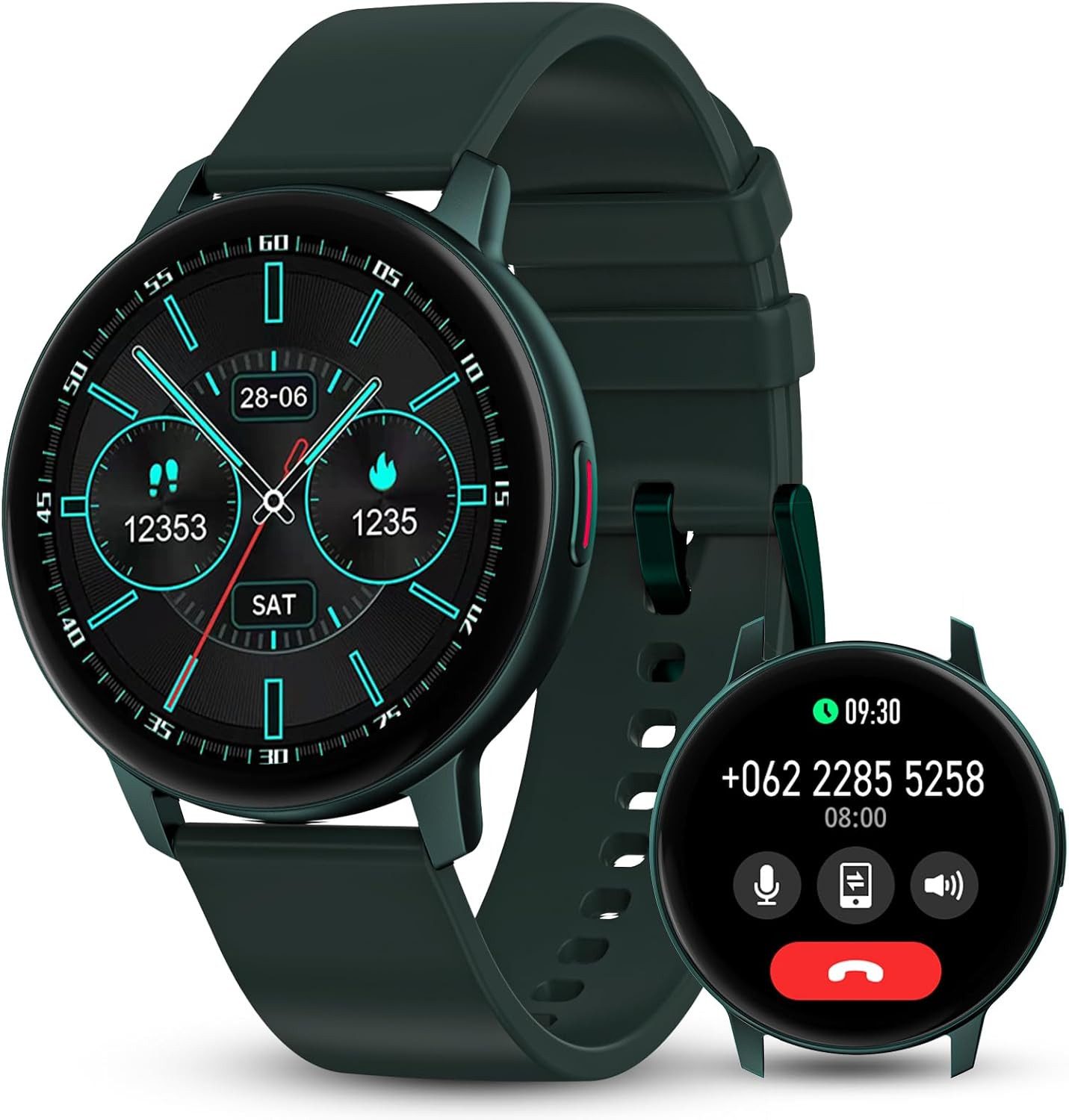 Runde Smartwatch Herren & Damen mit Telefonfunktion WhatsApp Smartwatch