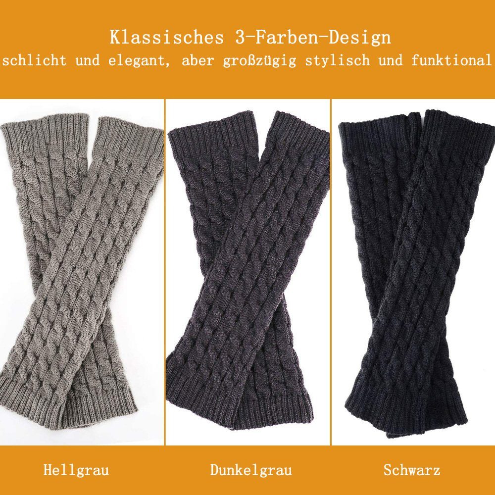 Häkelarbeit Jormftte Gelenkheizung, Stulpen Beinwärmer,Winter Universalgröße weichem Socken Aus (Sätze, 3*Herbst/Winter Beinstulpen gestapelt) Feinstrick,