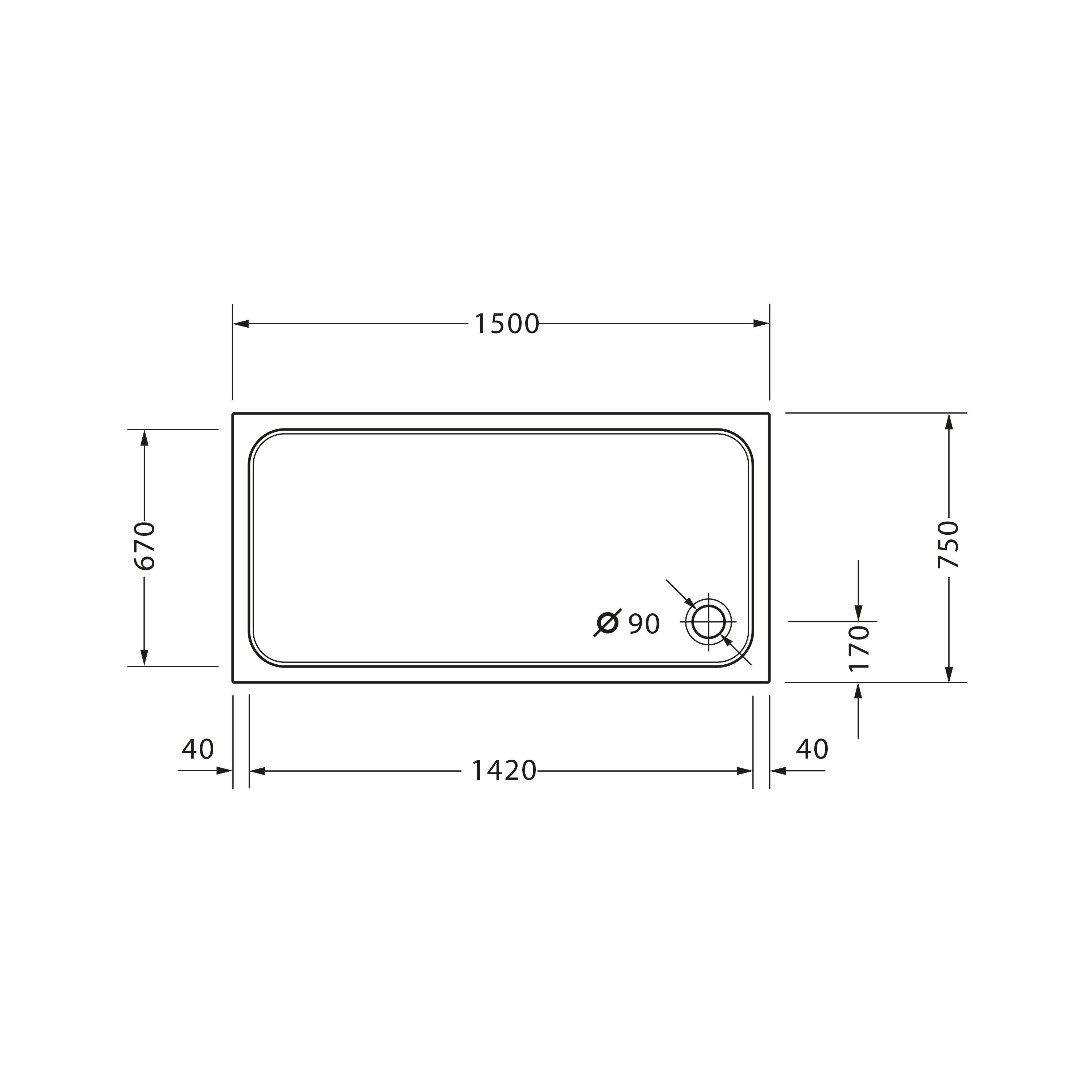 Duravit Duschwanne D-Code 150x75cm Weiß Rechteck Ablaufdurchmesser 90mm, rechteckig, Sanitäracryl, 1-St.