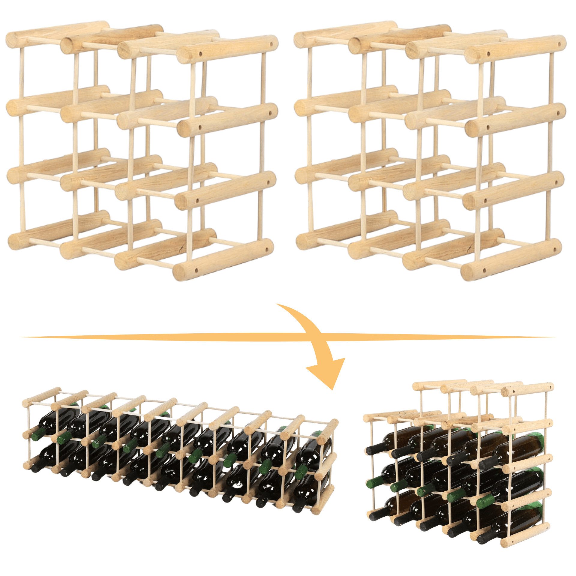Modo24 Flaschenregal RW7 Eiche Nadelholz Massivholz Für 12 bis 76 Flaschen günstig online kaufen