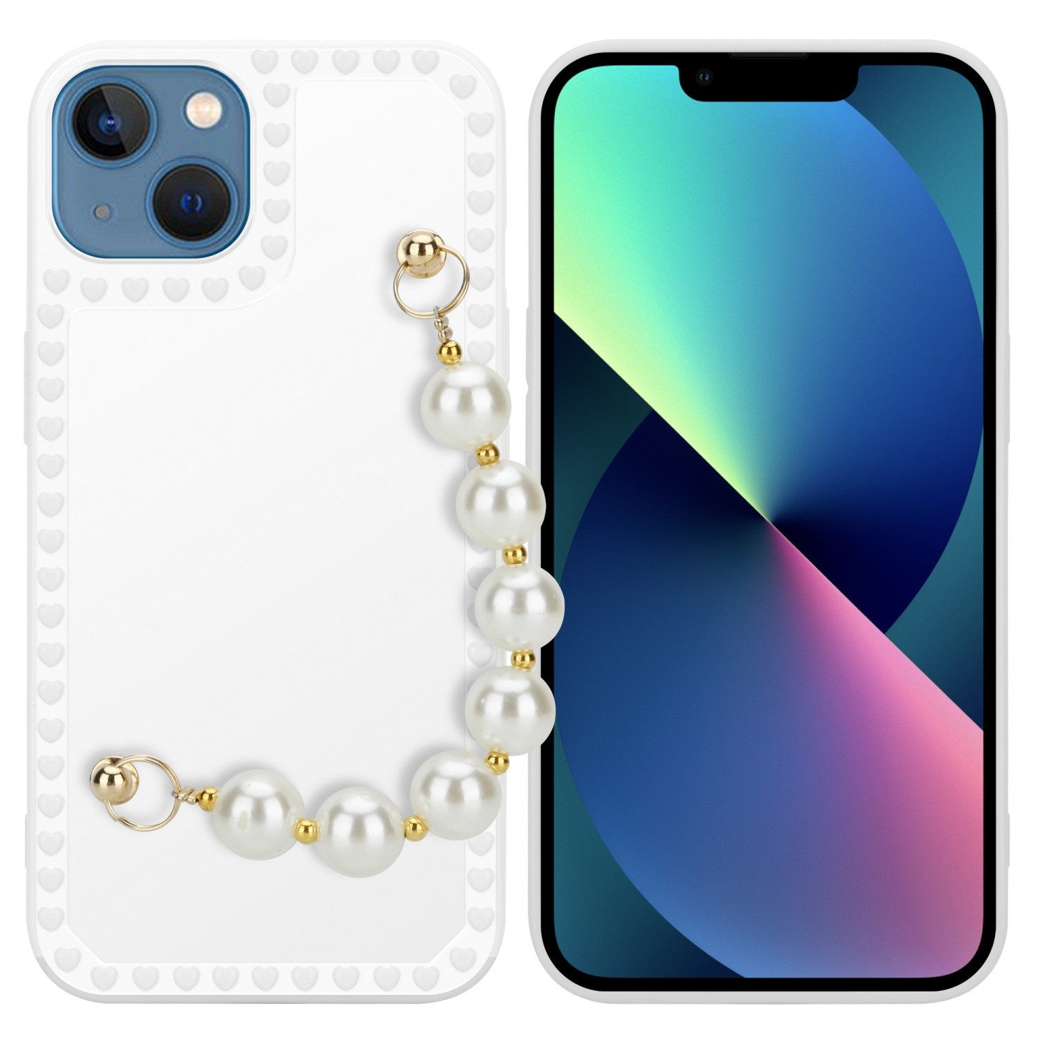 Cadorabo Handyhülle für iPhone 13 Hülle Apple iPhone 13, Schutzhülle - mit Handgelenk Kette - TPU Silikon - Bumper