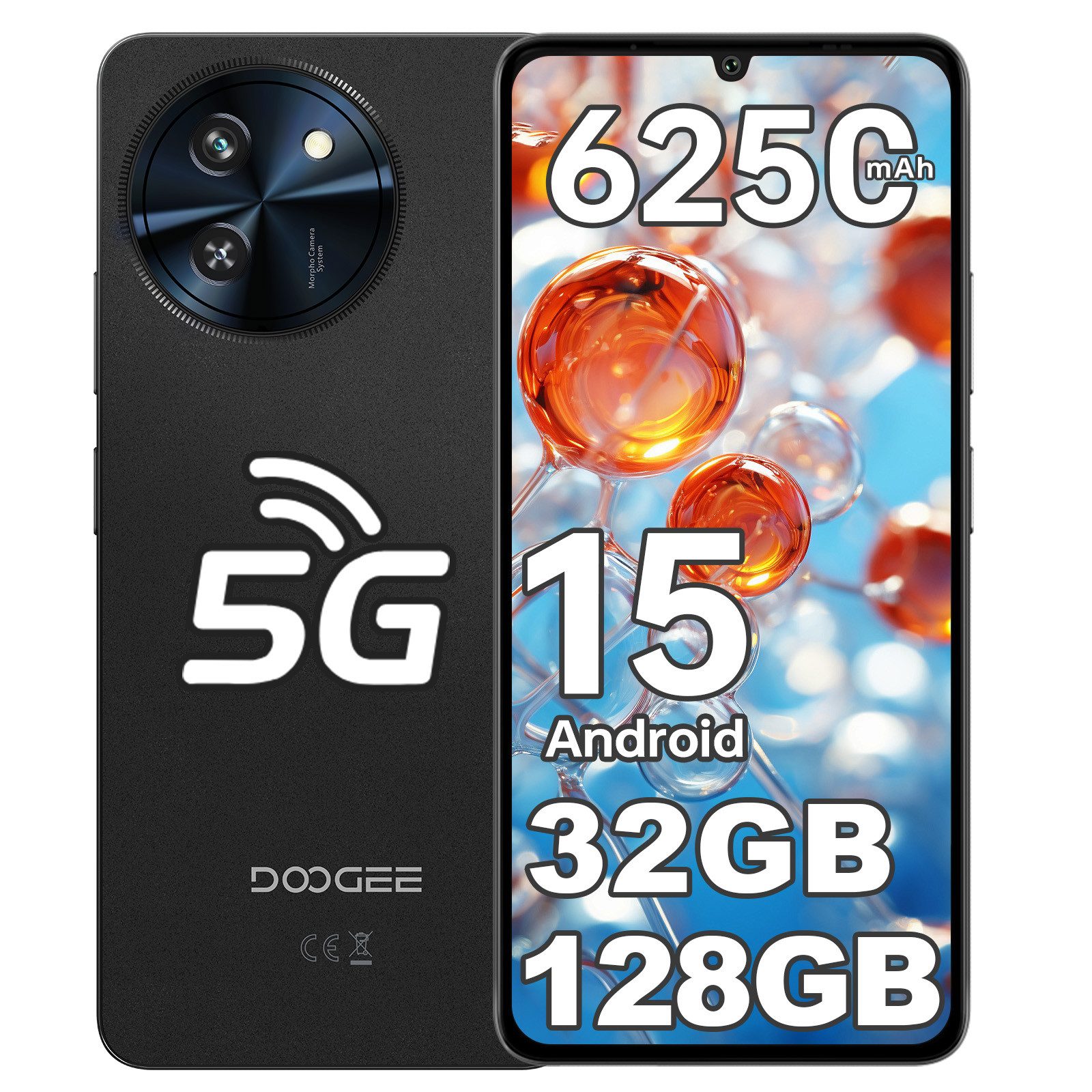 DOOGEE Note 59 5G Android 15 Smartphone (17,15 cm/6.75 Zoll, 128 GB Speicherplatz, 16 MP Kamera, 5G Handy, 6.75" HD+ IPS 120Hz, 6250mAh, NFC, Face Unlock)