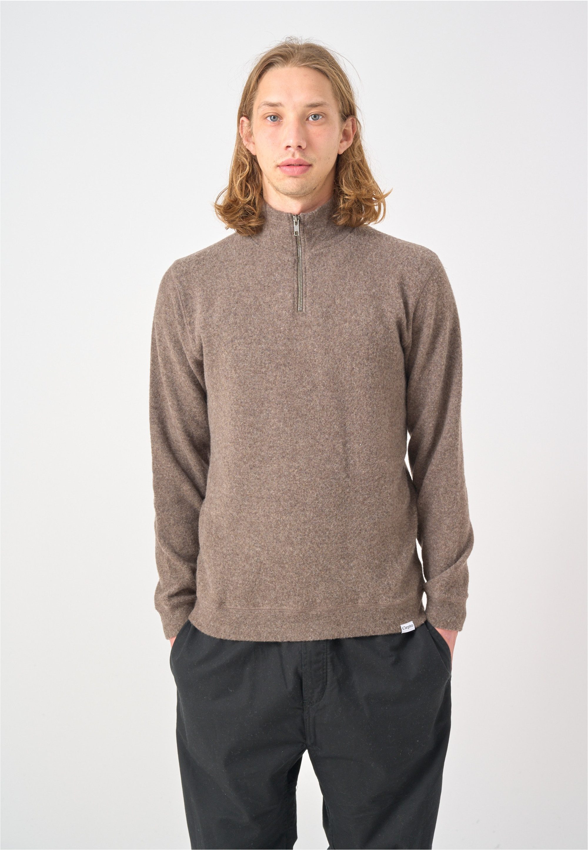 Cleptomanicx Strickpullover Noitch mit gebondeter Jersey-Innenseite