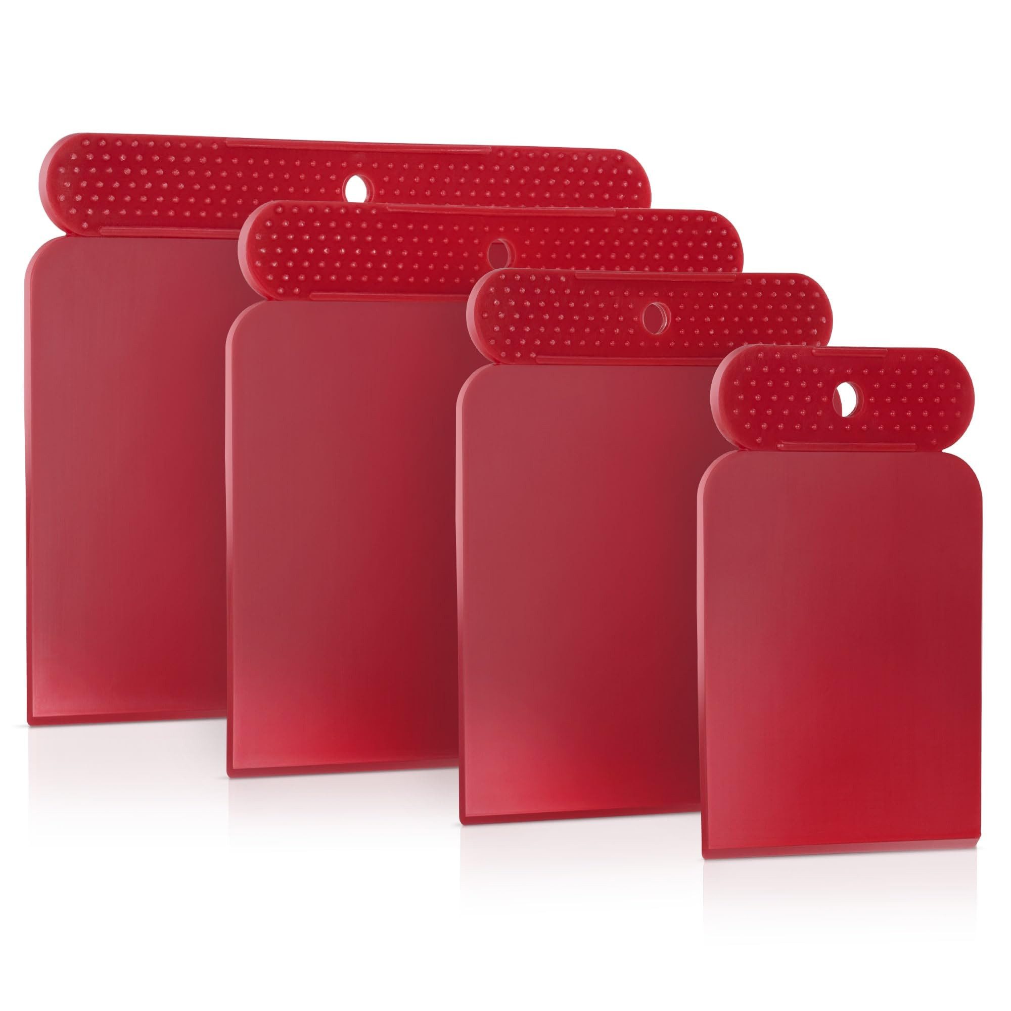 PETITONE Japanspachtel Premium Kunstoff Spachtel Set - Leicht zu reinigender Flächenspachtel (Spachtel Werkzeug - Extra große Griffnoppen, 4-St) Spachtel Acrylmalerei - Besonders Präzise 45°-Kante