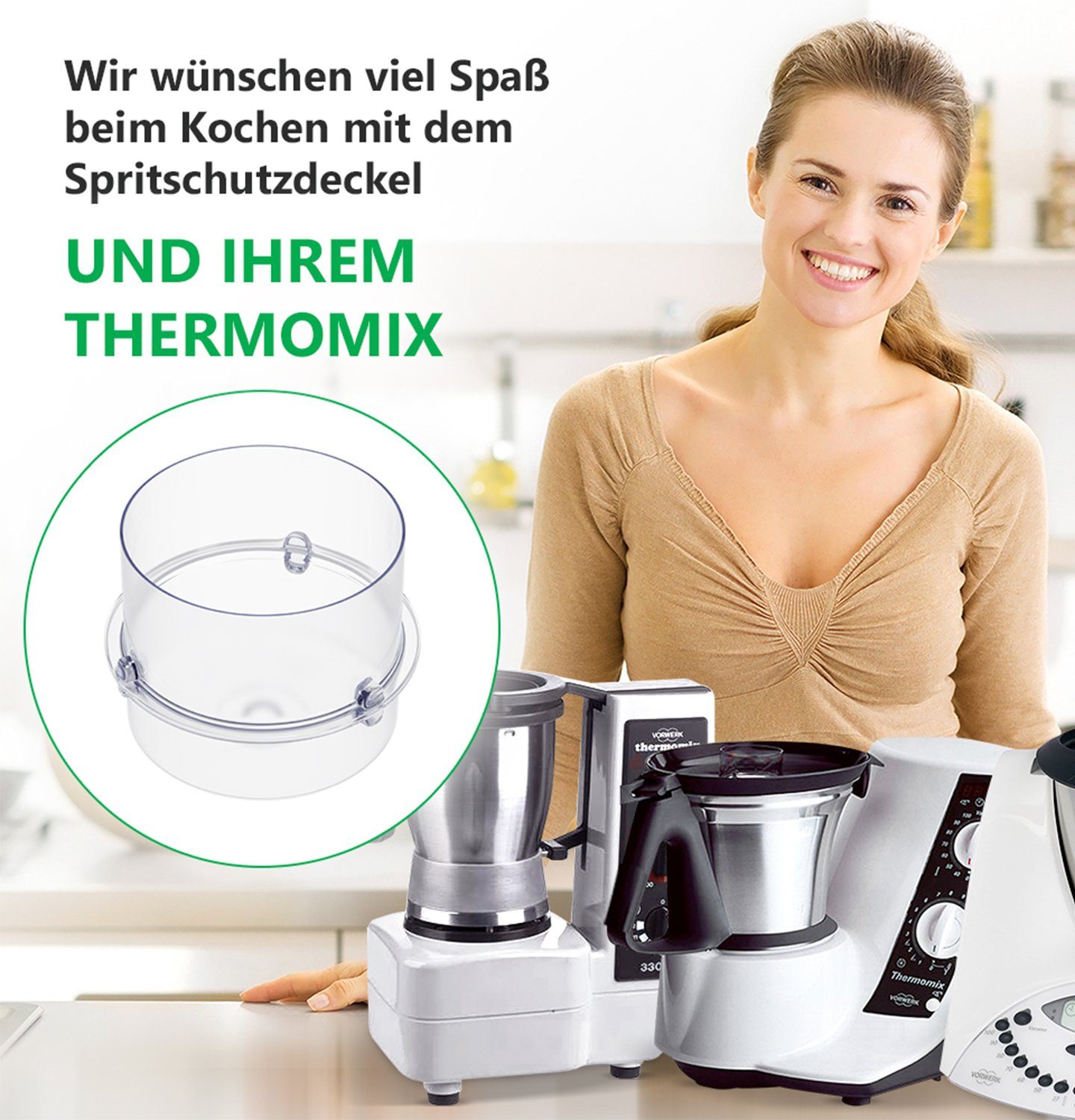 VIOKS Messbecher Ersatz TM31 für Vorwerk, TM3300 / 100ml Küchenmaschine TM21 TM5 / Dosierkappe / für