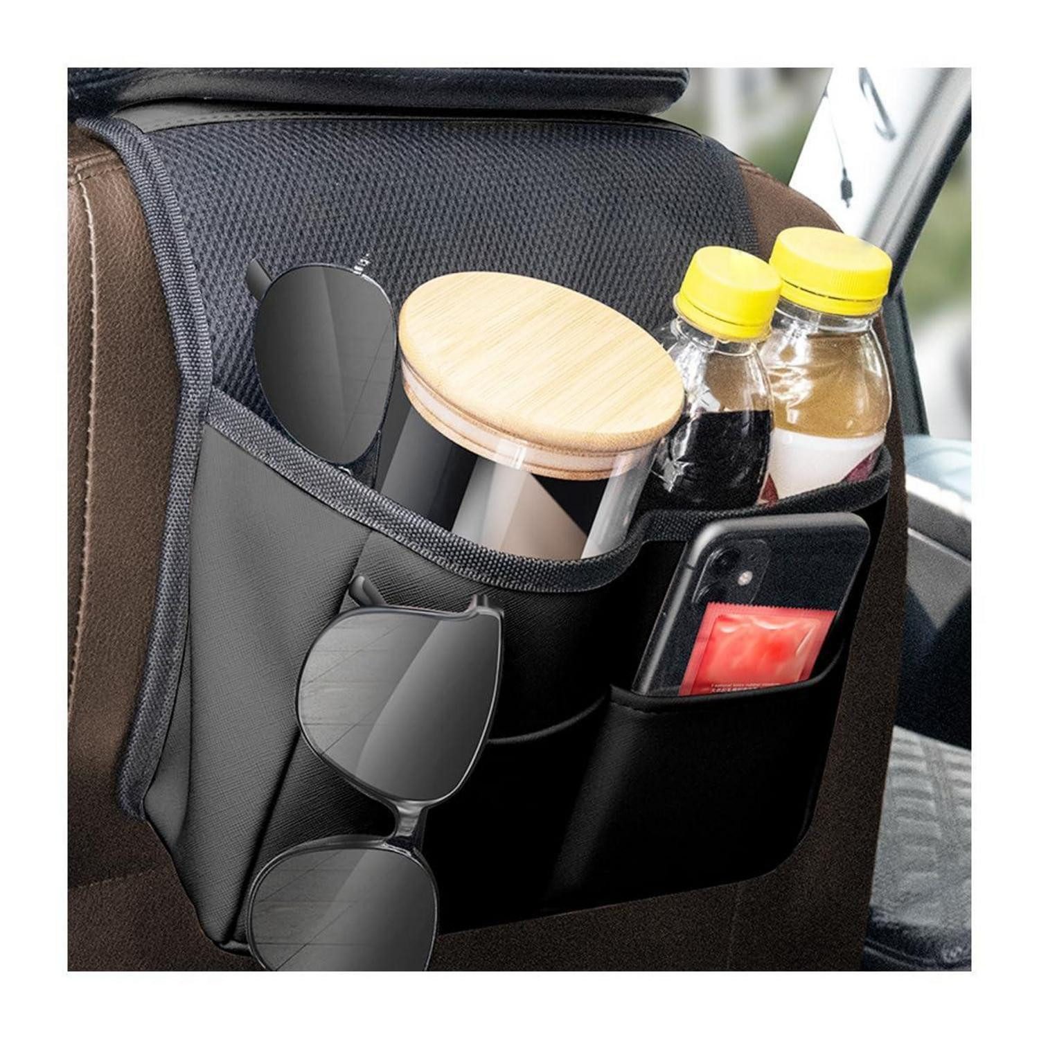 LuxusKollektion Auto-Rückenlehnentasche Auto Kopfstützen Organizer Kunstleder Schwarz