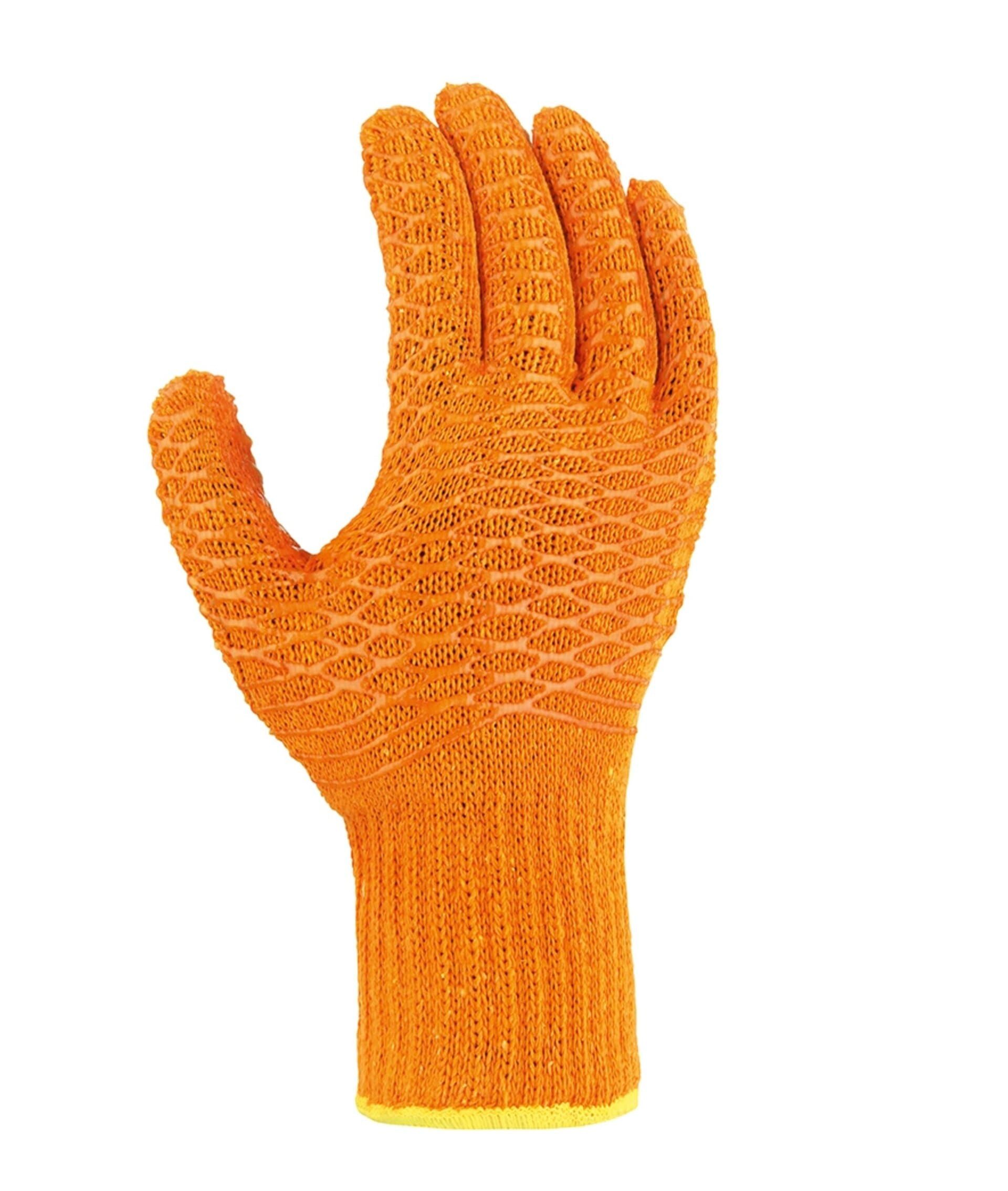 teXXor Strickhandschuhe Grobstrick-Handschuhe Criss Cross orange PVC 1900 (Packung, 12-St., VPE= 12-144 Paar, Gr 8-11) gute Flexibilität/Waffelmuster