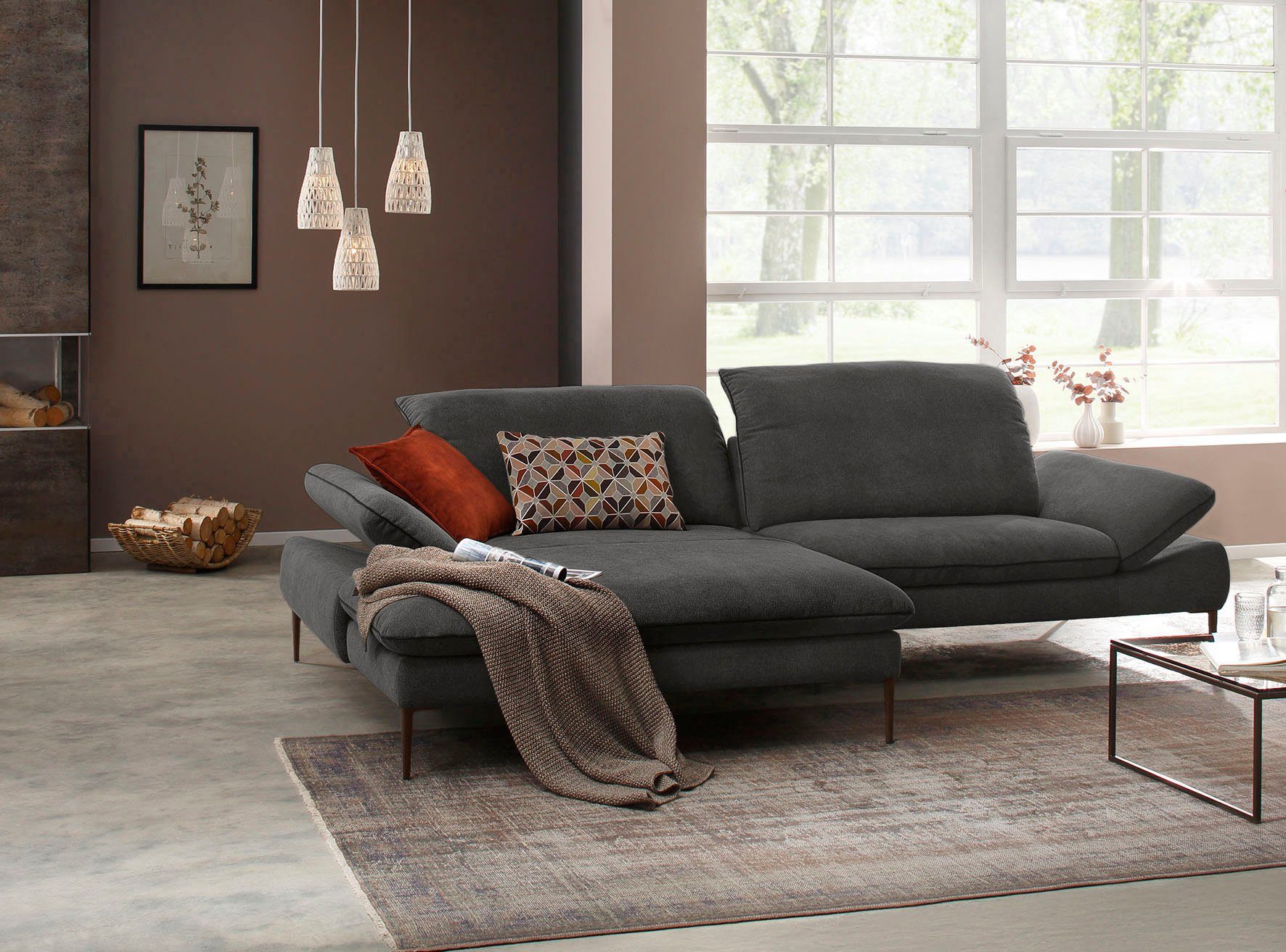 W.SCHILLIG Ecksofa enjoy&MORE, Designsofa, elegant und bequem, L-Form, Sitztiefenverstellung, Füße bronze pulverbeschichtet, Breite 294 cm