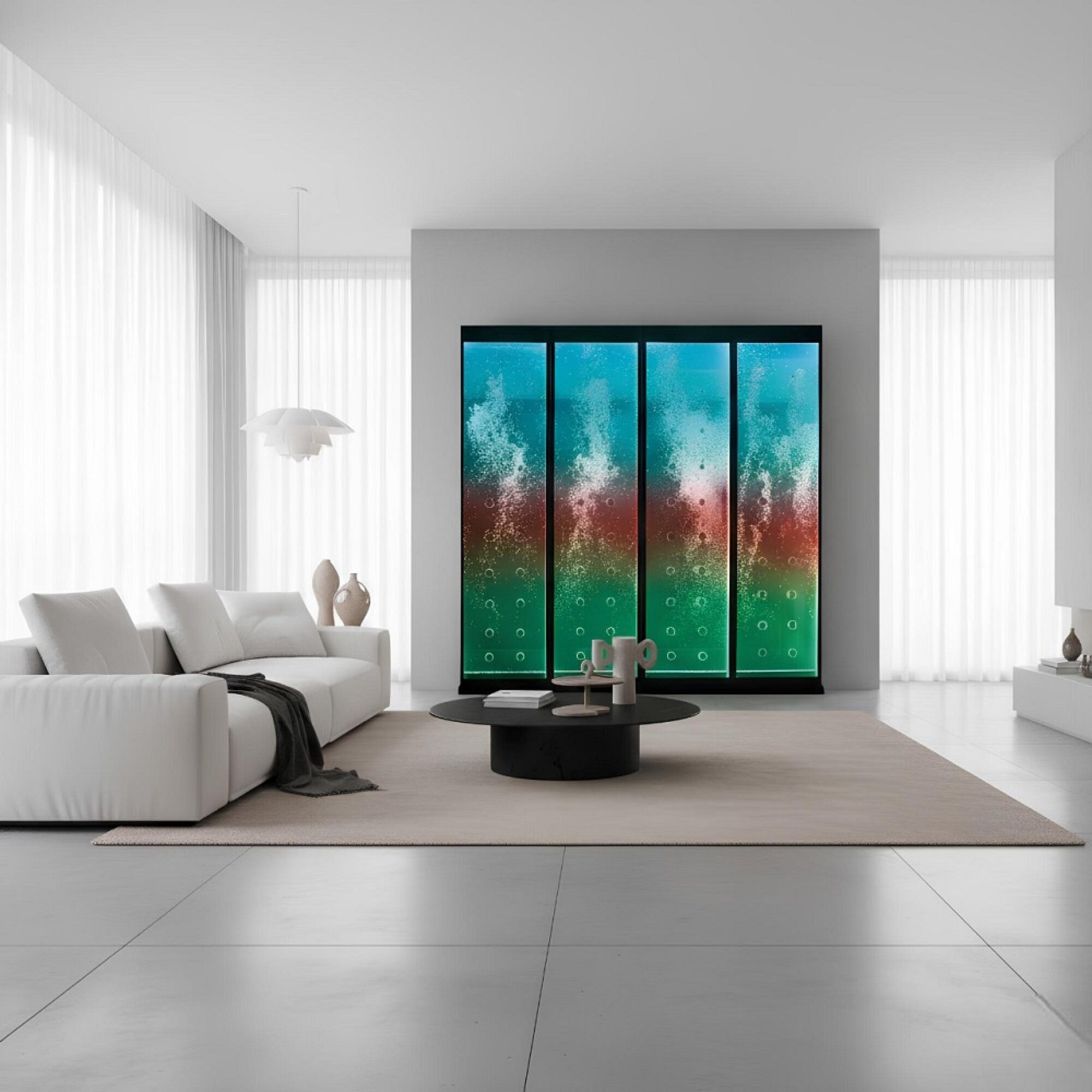 Xlmoebel Zierbrunnen Wasserfall-Wand mit LED-Beleuchtung für entspannende Atmosphäre, (Wasserfall-Wand, Water Wall), Hergestellt in Europa