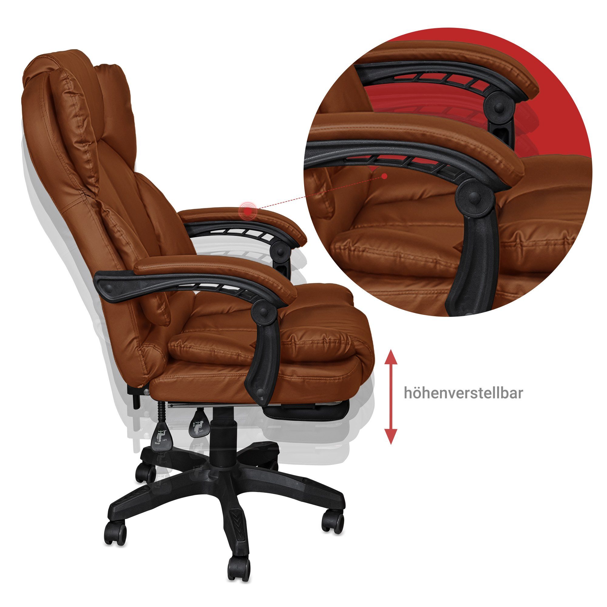 TRISENS Chefsessel Rafael (1 Stück), Bürostuhl mit extra Polsterung Home Office Chair im Lederoptik-Design