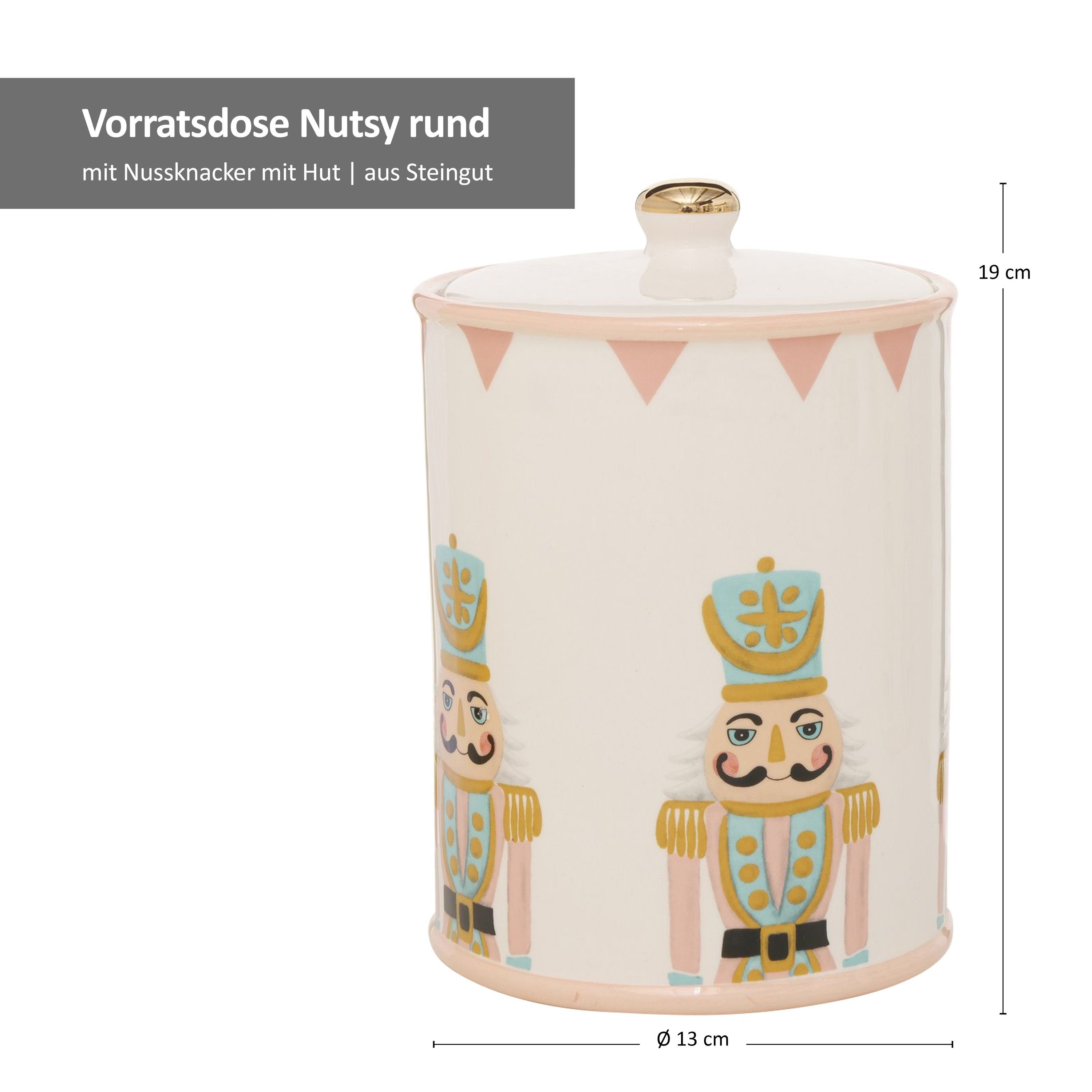 Vorratsglas MamboCat Nutsy + Wimpel 2023835, Gebäckdose B./2 Steingut Hut - rosa