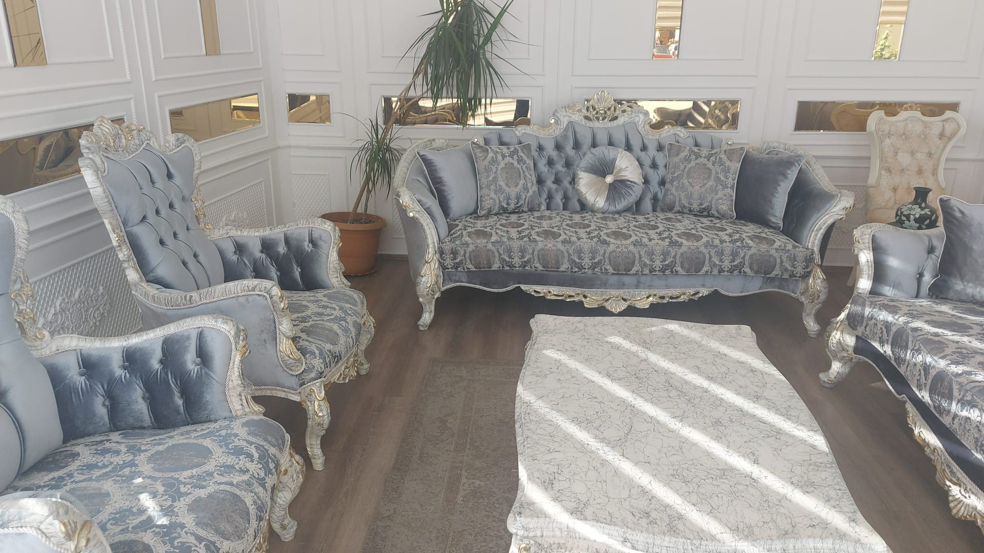 JVmoebel Polstergarnitur Luxus Chesterfield Barock Couch Set 5-tlg – Elegante Möbel Sofort, (3-tlg), Made in Europa