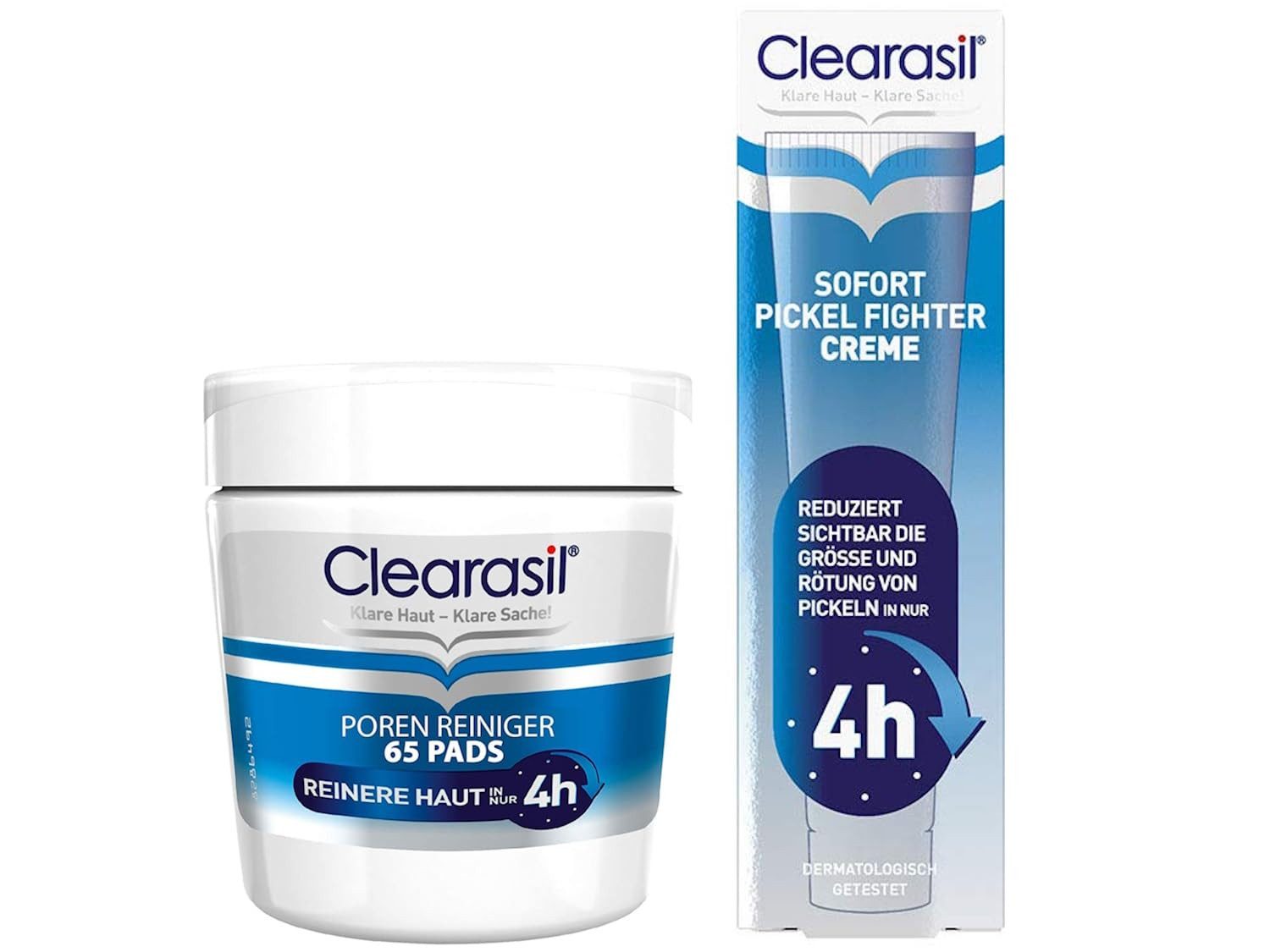 Gesichtreinigungs-Set Clearasil Poren Reiniger Pads 65 Stück + Pickel Fighter Creme 15 ml