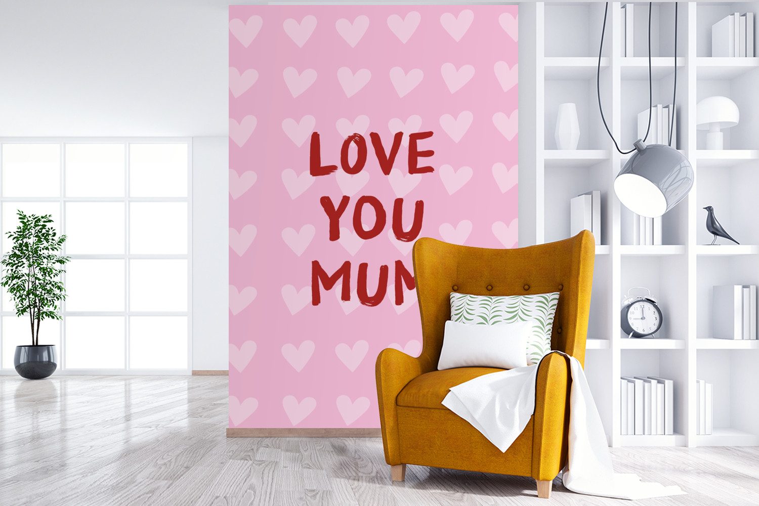 MuchoWow Fototapete Liebe - Zitat - Mutter - Rot, Matt, bedruckt, Montagefertig Vinyl Tapete, Wandtapete, 170x260 cm